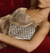 Bolsa Transversal Tressê Pequena Couro Dourado Tressê Corrente - imagem 2