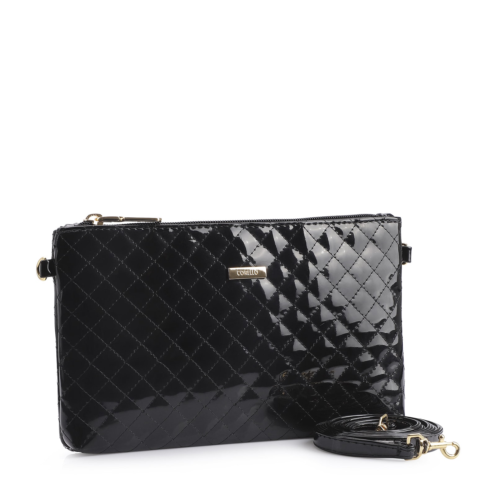 Bolsa Transversal Verniz Preto