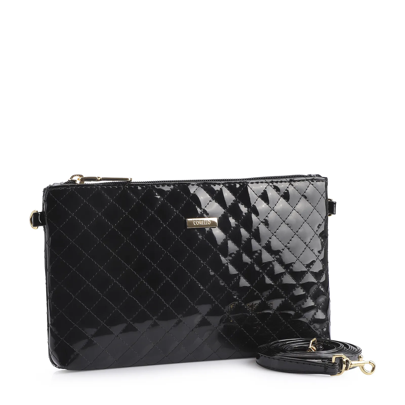 Bolsa Transversal Verniz Preto