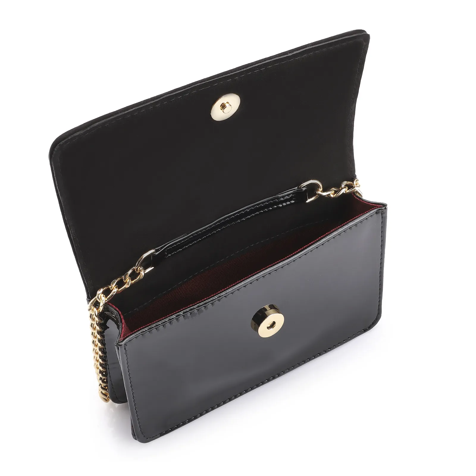 Bolsa Transversal Verniz Preto/Nobuck Preto