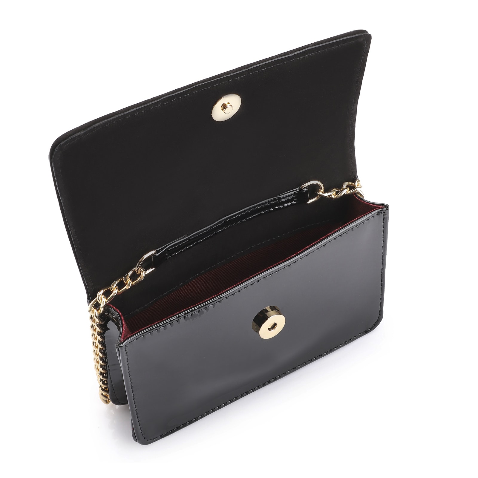 Bolsa Transversal Verniz Preto/Nobuck Preto