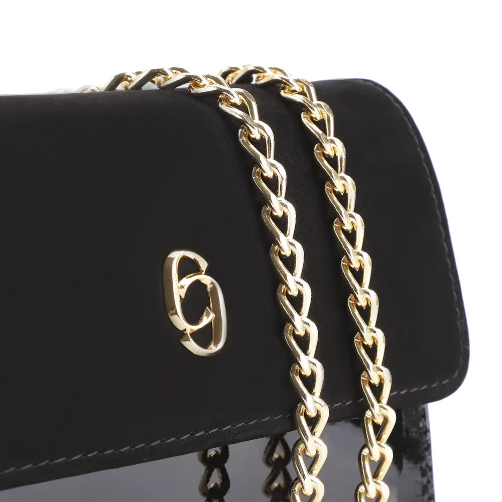Bolsa Transversal Verniz Preto/Nobuck Preto - imagem 5