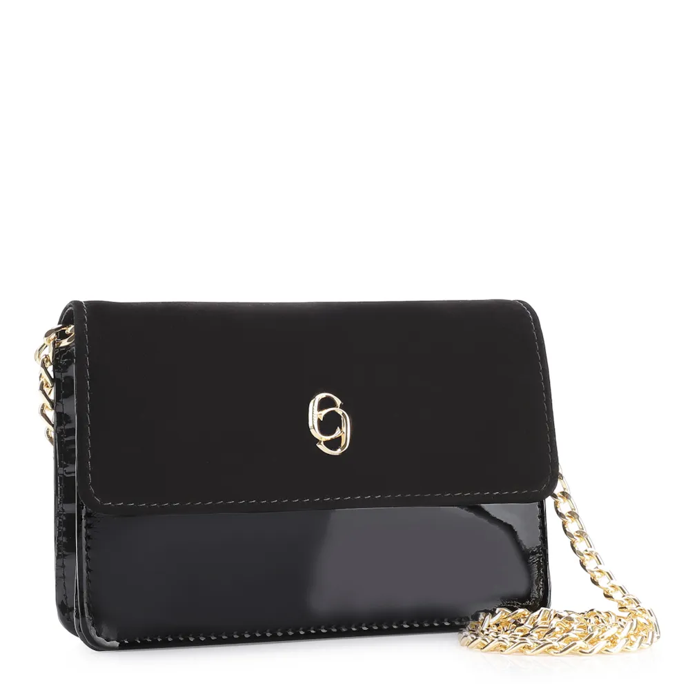 Bolsa Transversal Verniz Preto/Nobuck Preto - imagem 2