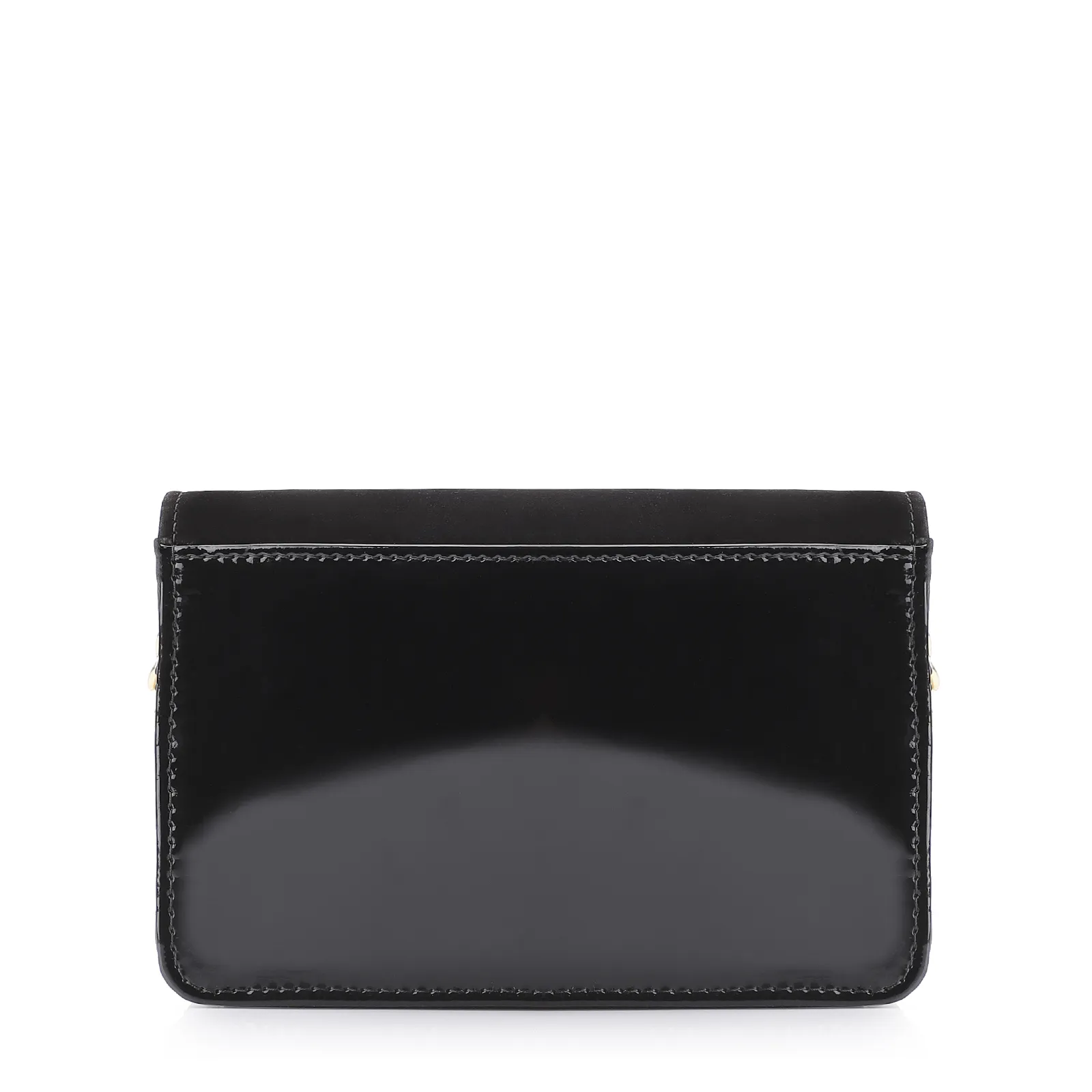 Bolsa Transversal Verniz Preto/Nobuck Preto
