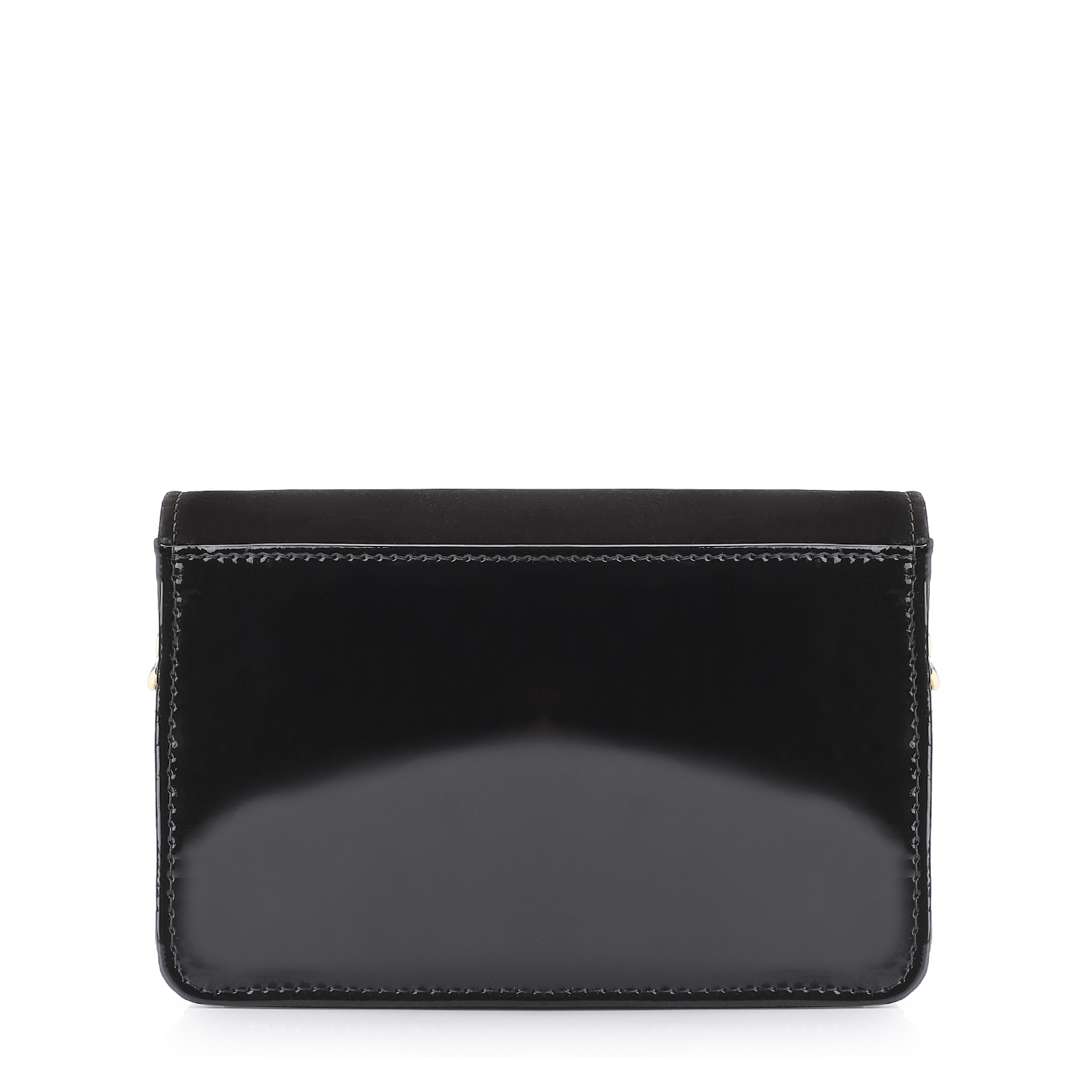 Bolsa Transversal Verniz Preto/Nobuck Preto
