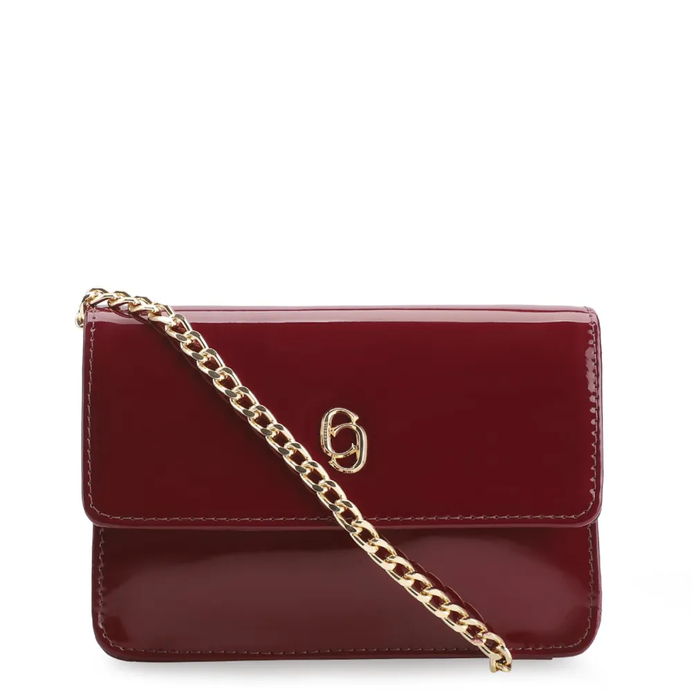 Bolsa Transversal Verniz Vermelho Cereja