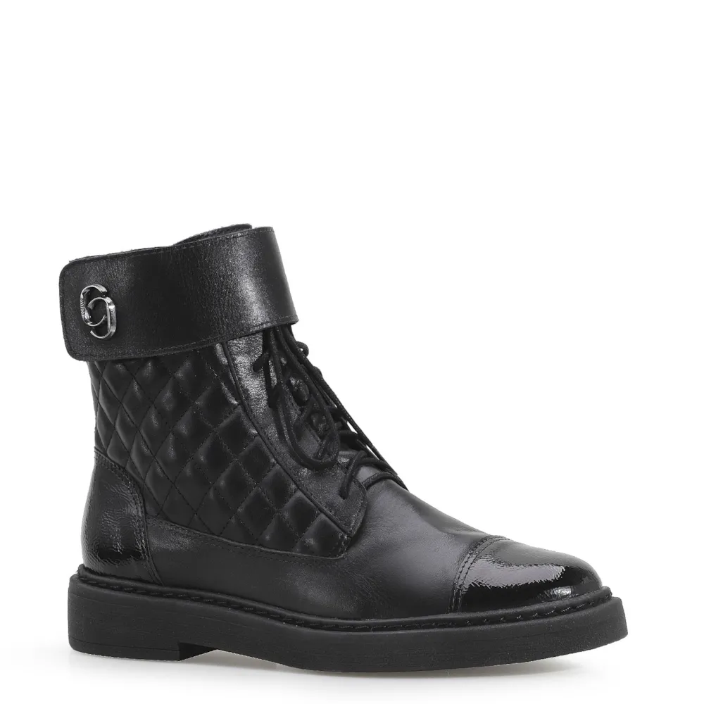 Bota Coturno Couro Preto
