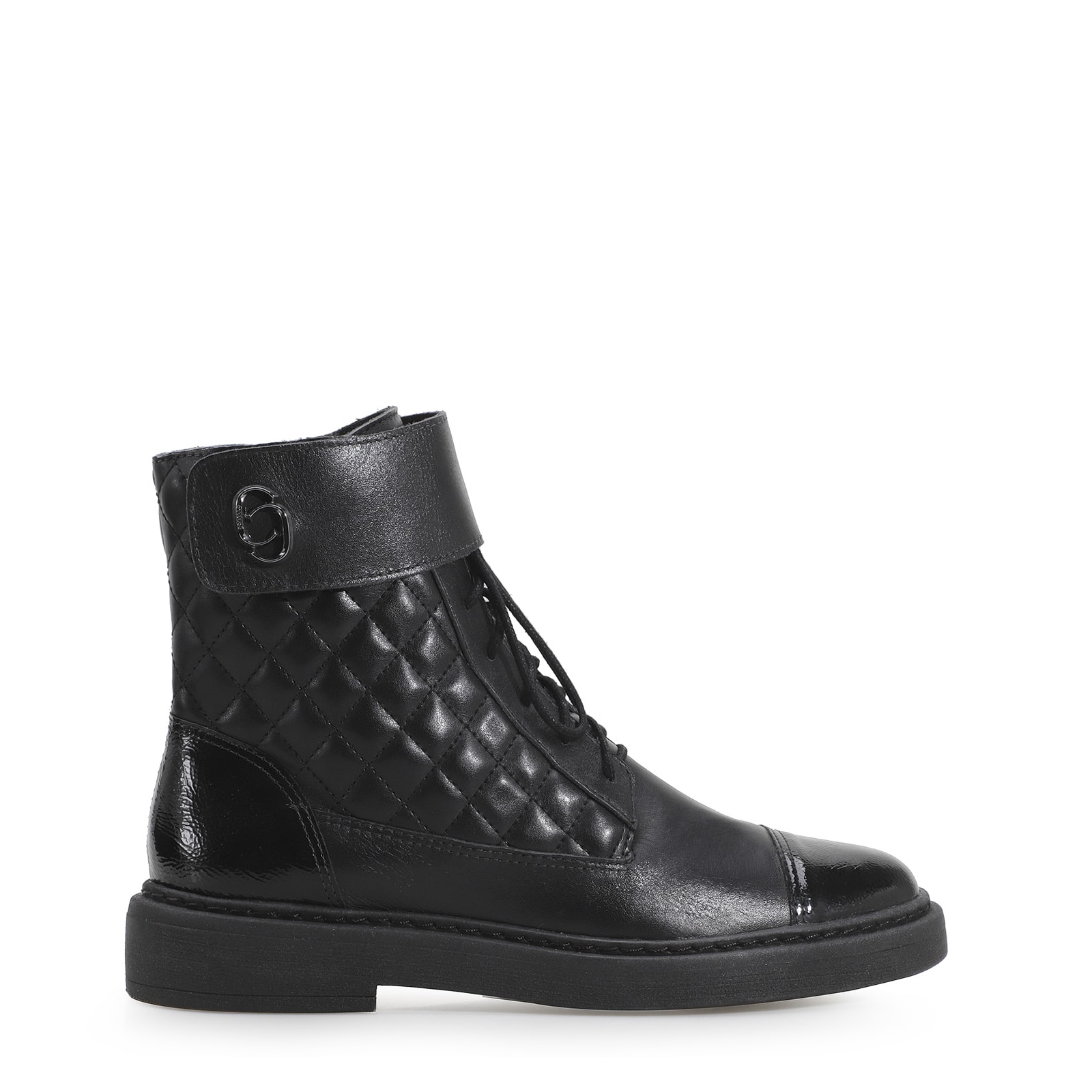 Bota Coturno Couro Preto