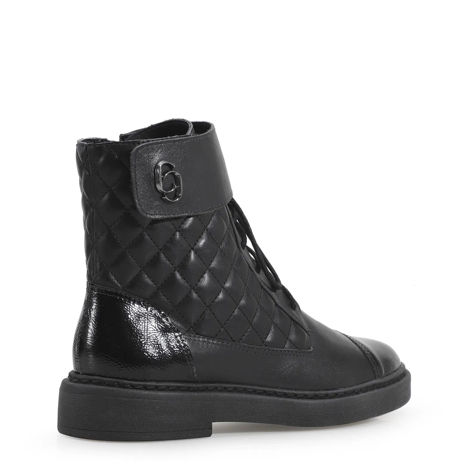 Bota Coturno Couro Preto