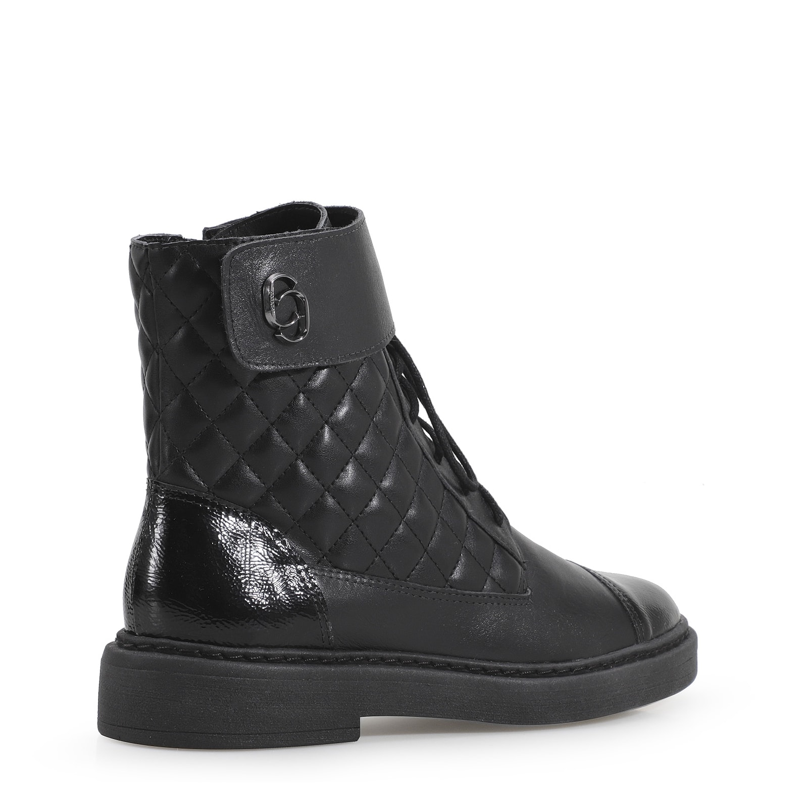 Bota Coturno Couro Preto