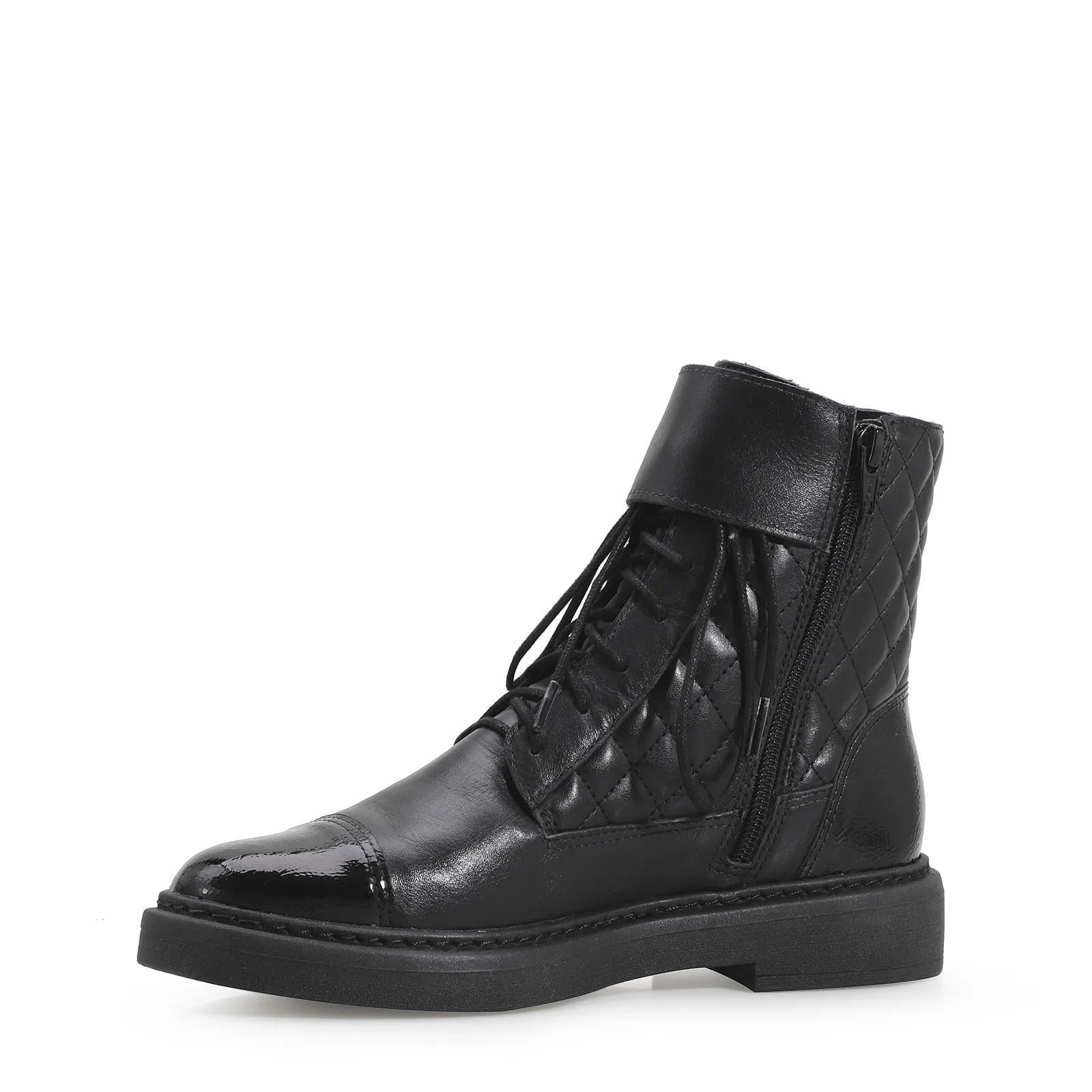 Bota Coturno Couro Preto