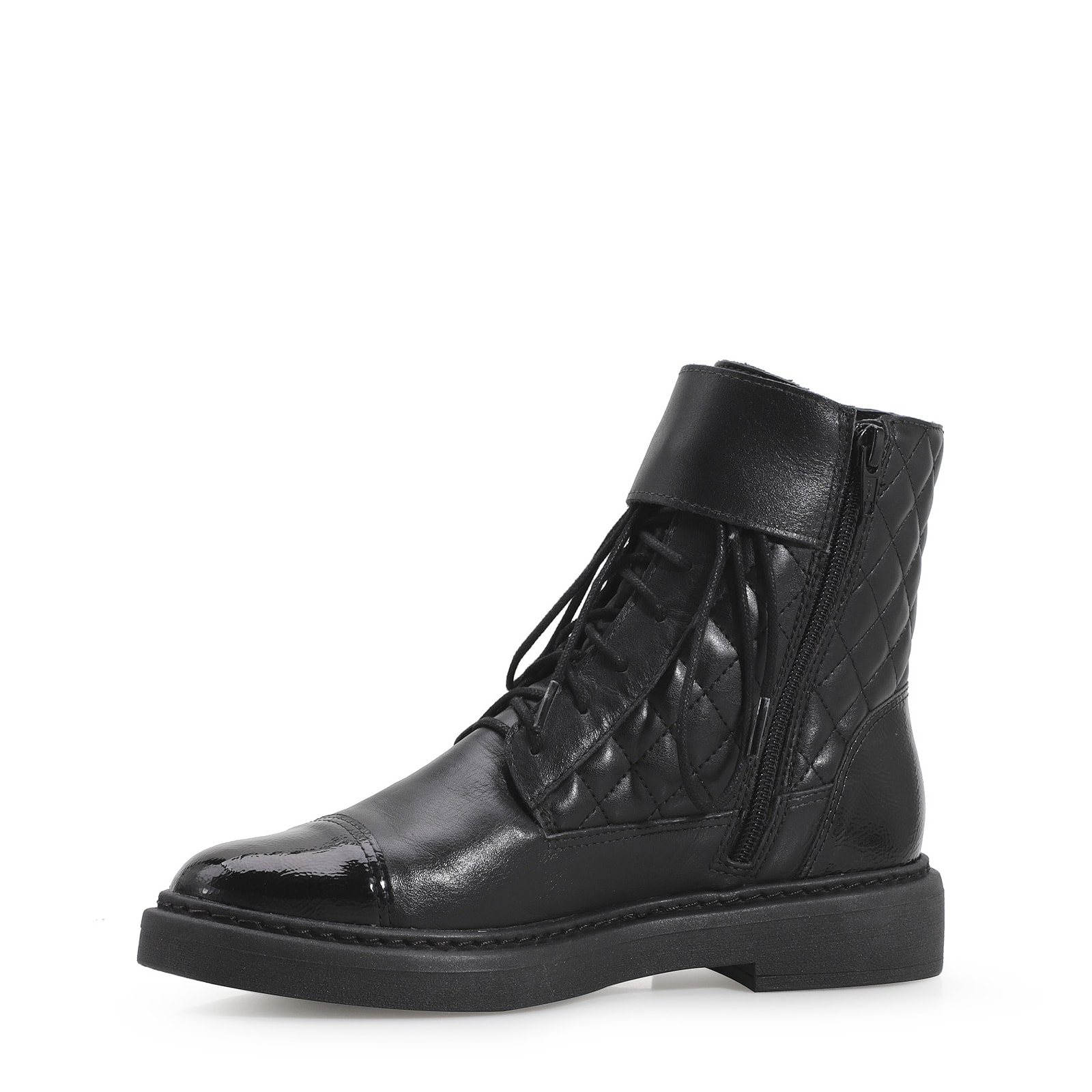 Bota Coturno Couro Preto