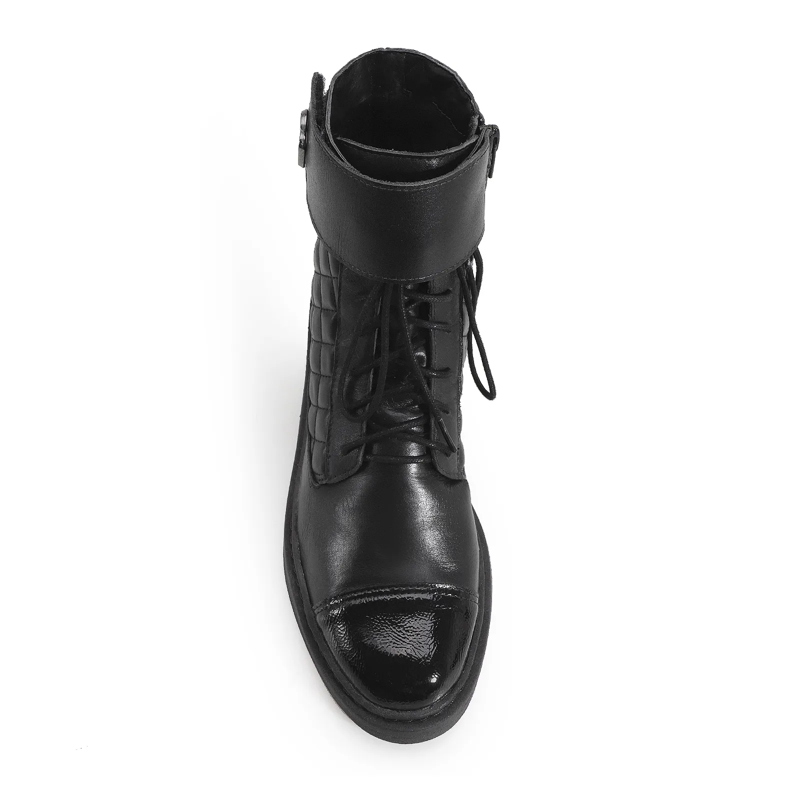 Bota Coturno Couro Preto