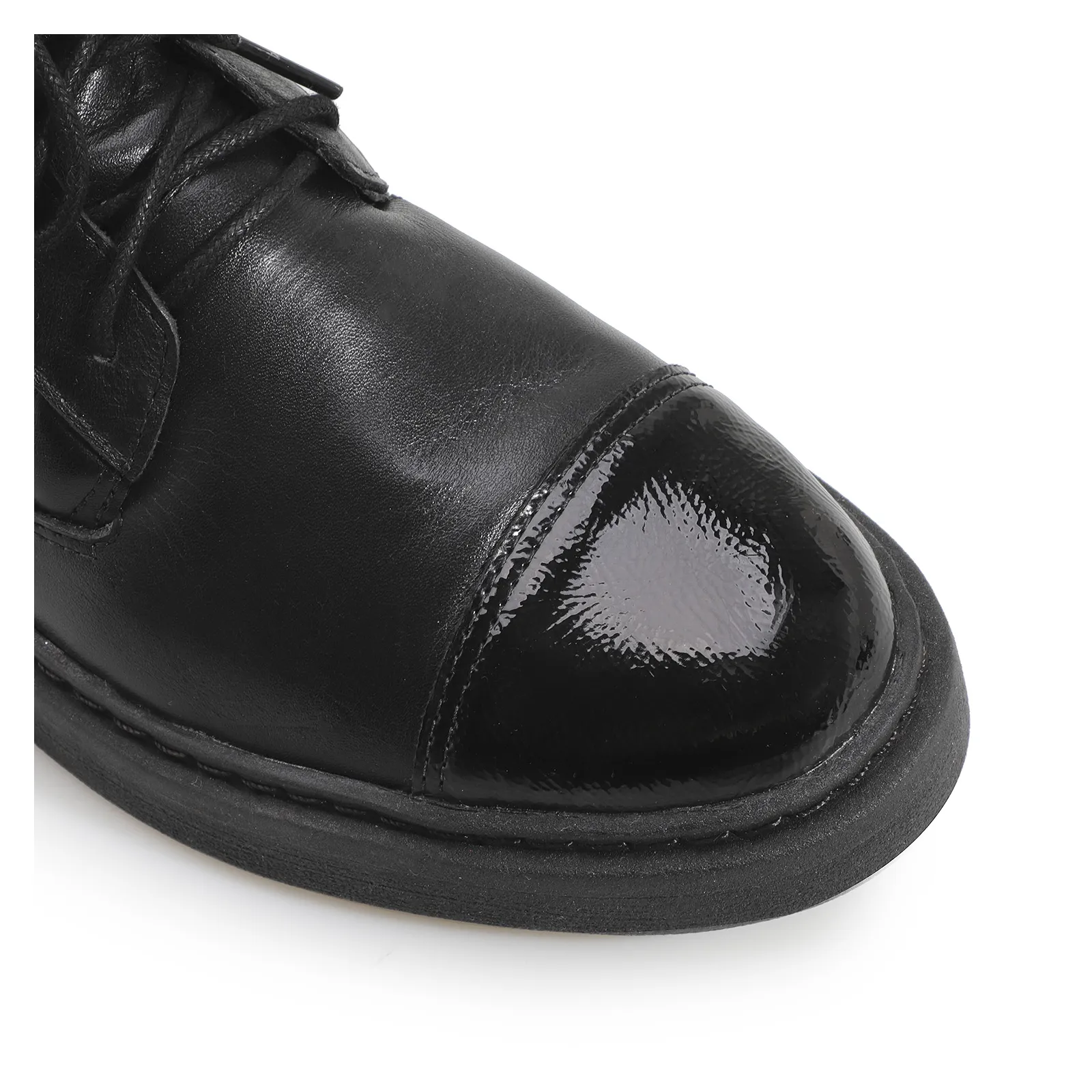 Bota Coturno Couro Preto