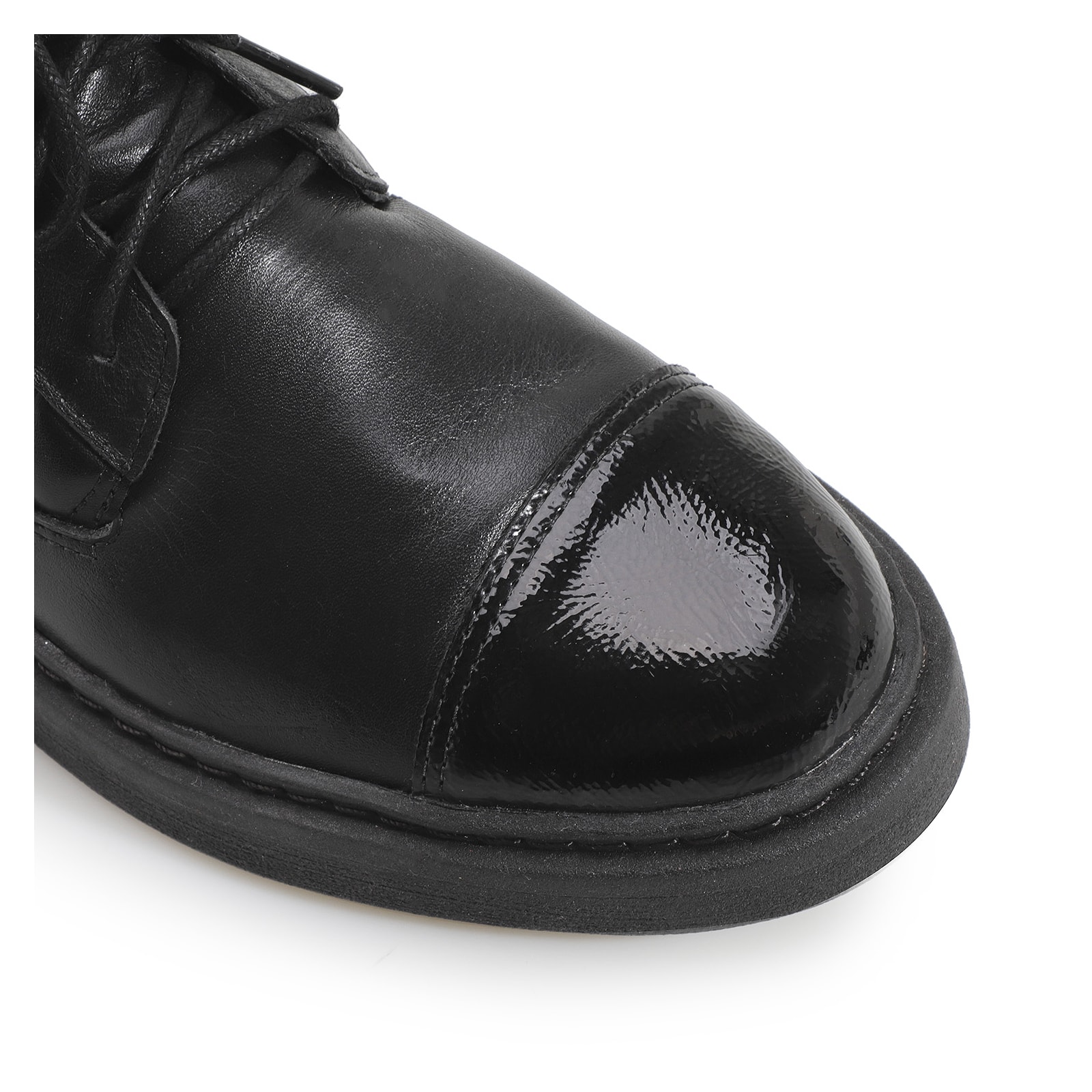 Bota Coturno Couro Preto