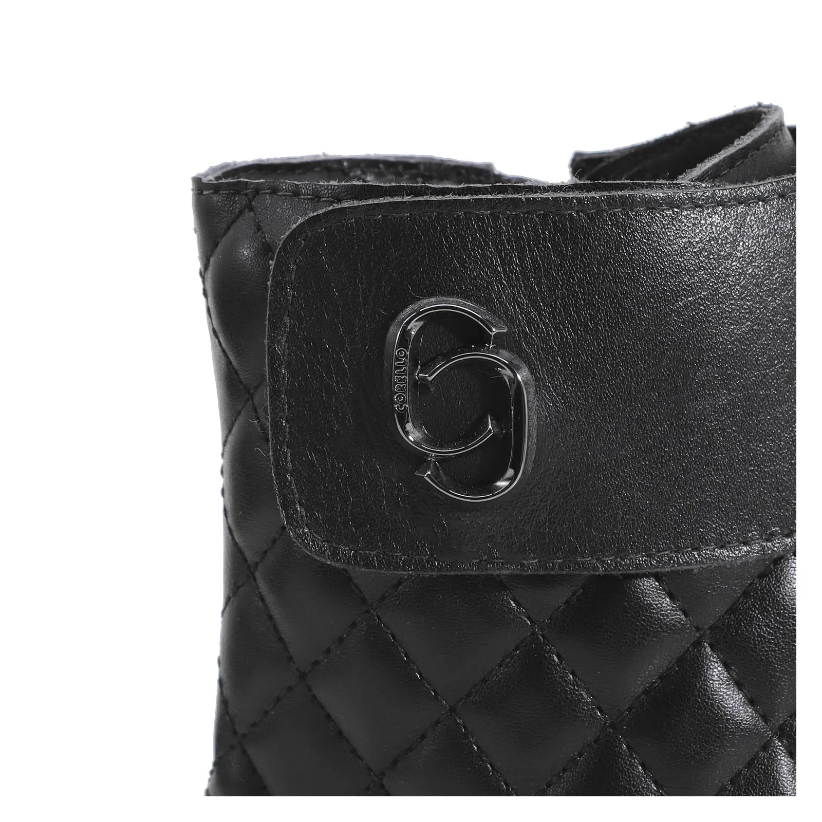 Bota Coturno Couro Preto