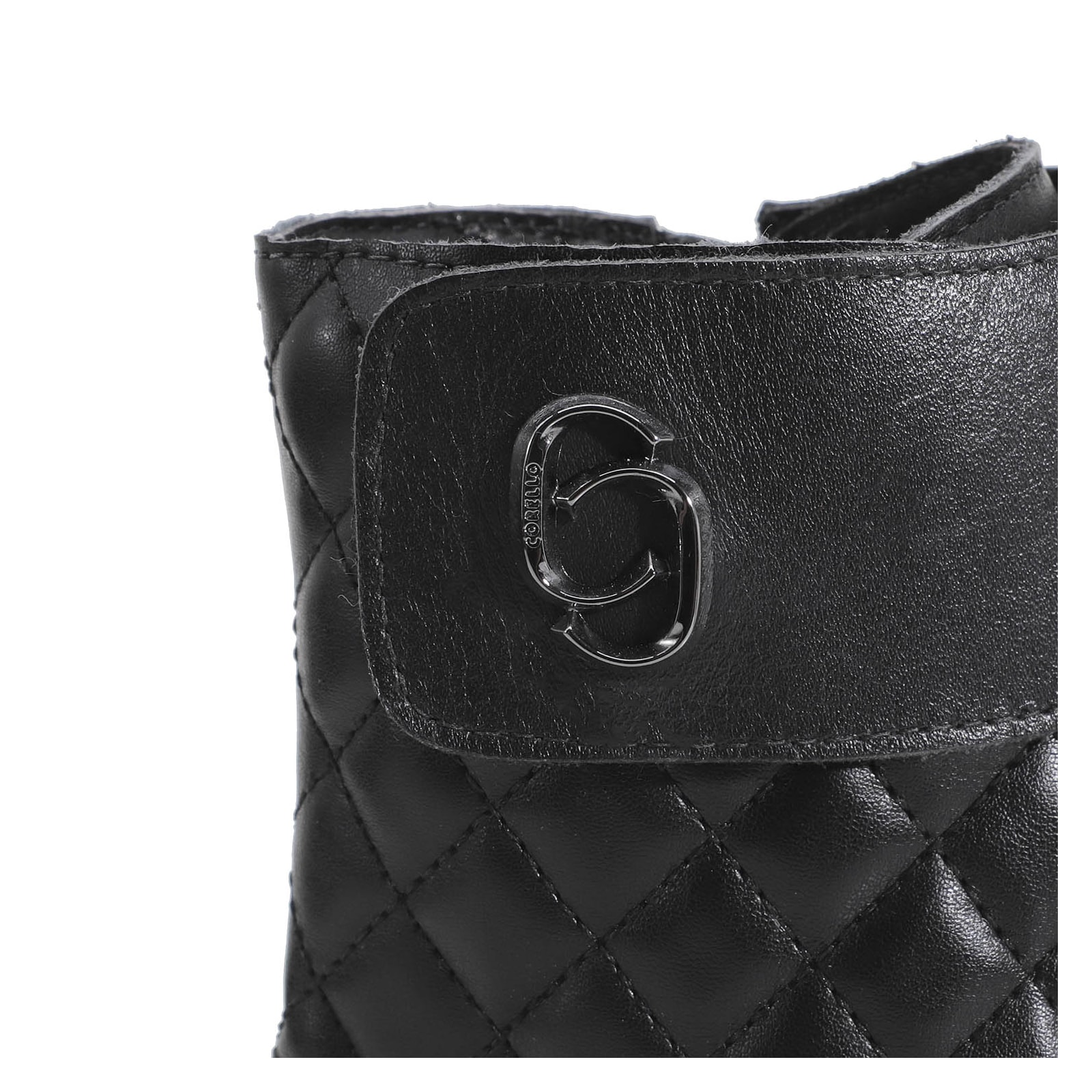 Bota Coturno Couro Preto