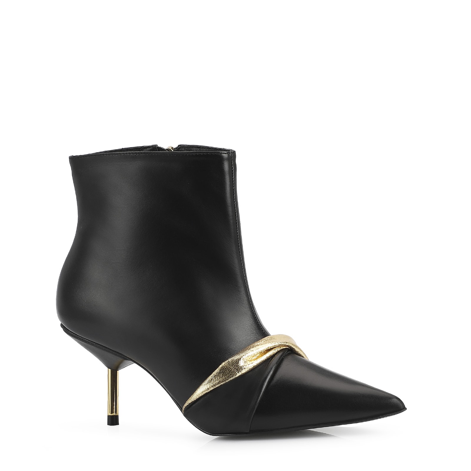 Bota Couro Preto/Dourado
