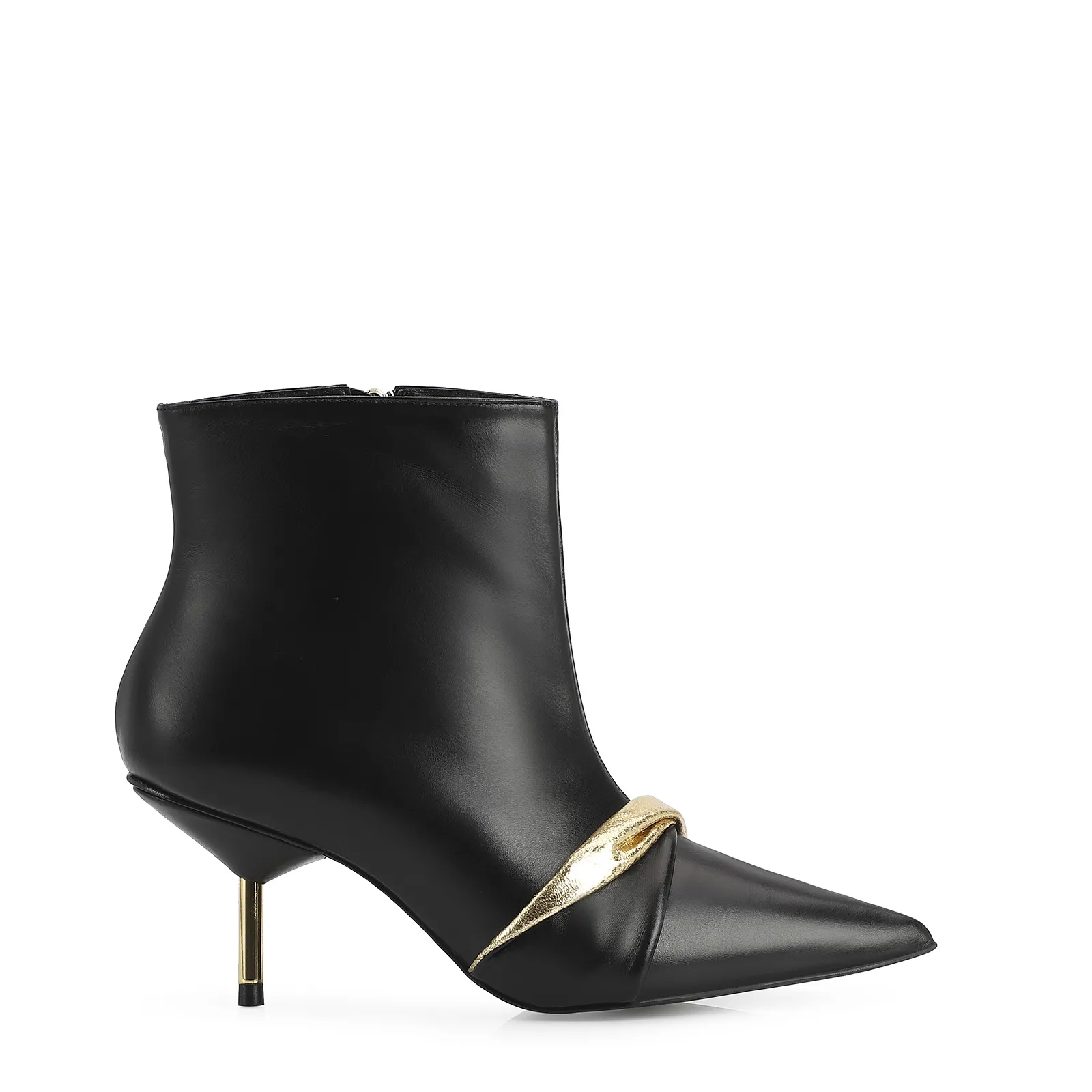 Bota Couro Preto/Dourado