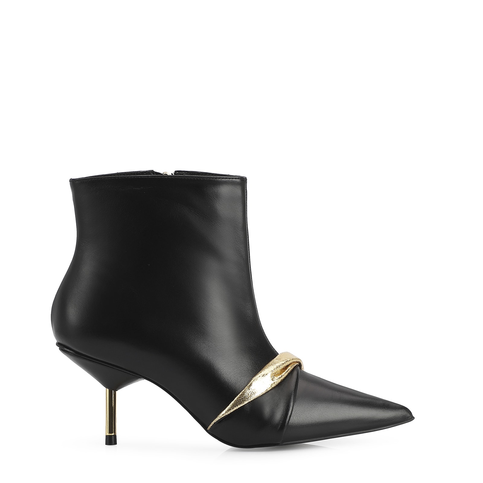 Bota Couro Preto/Dourado