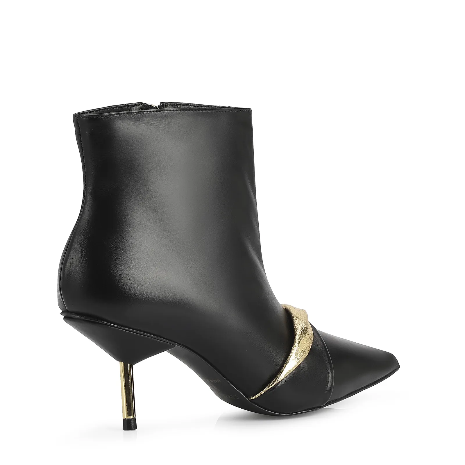 Bota Couro Preto/Dourado