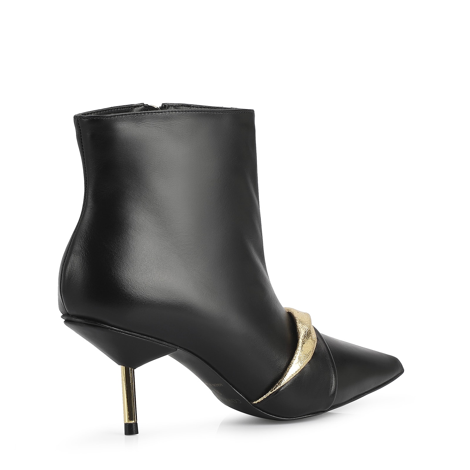 Bota Couro Preto/Dourado