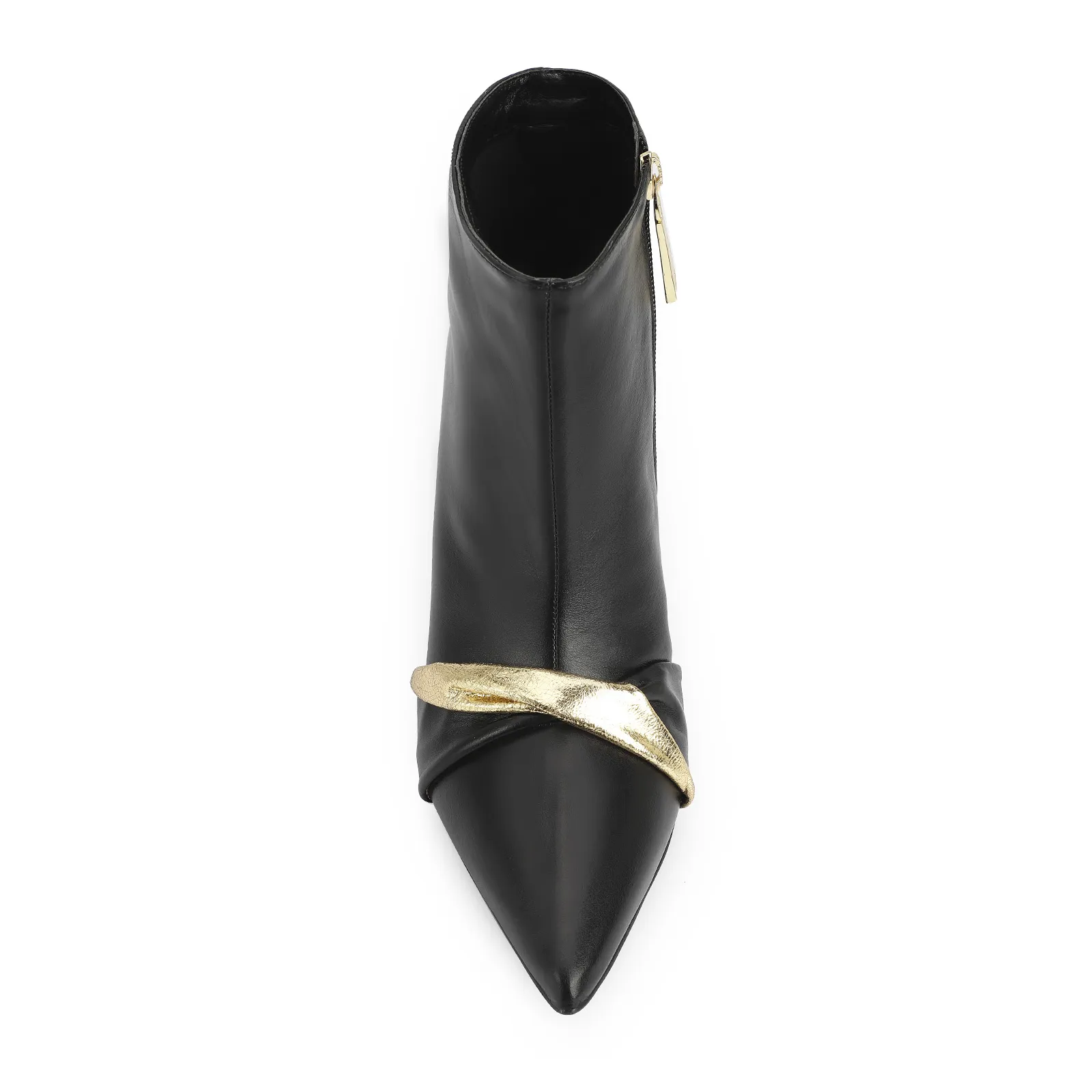 Bota Couro Preto/Dourado