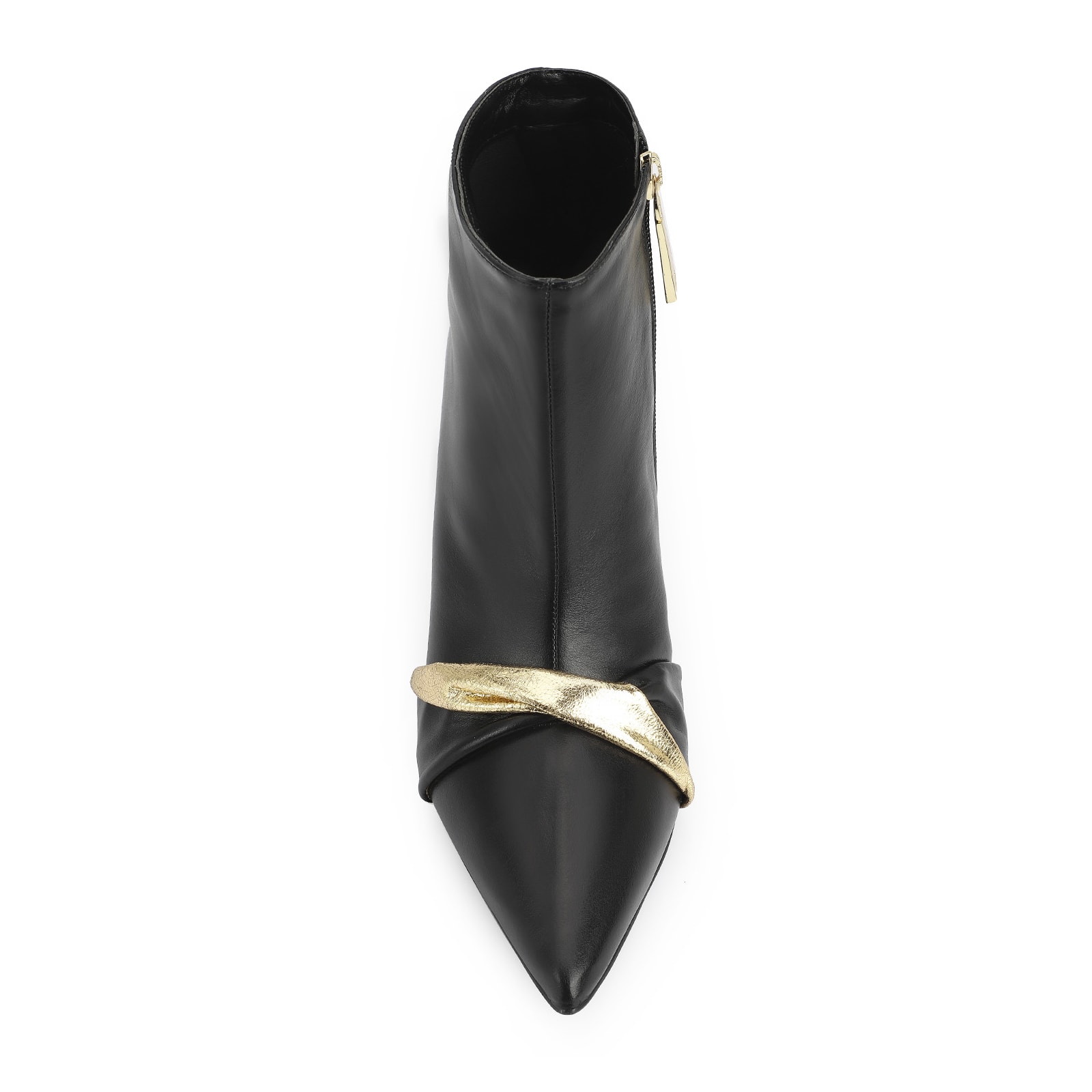 Bota Couro Preto/Dourado