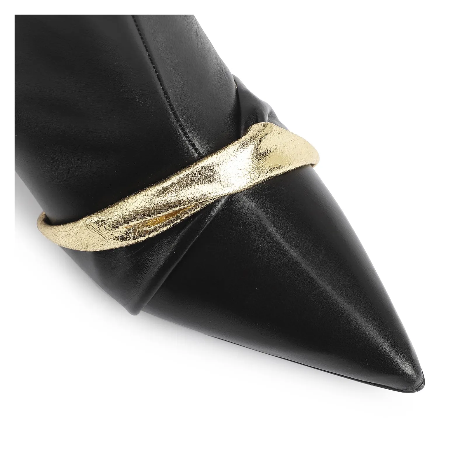 Bota Couro Preto/Dourado