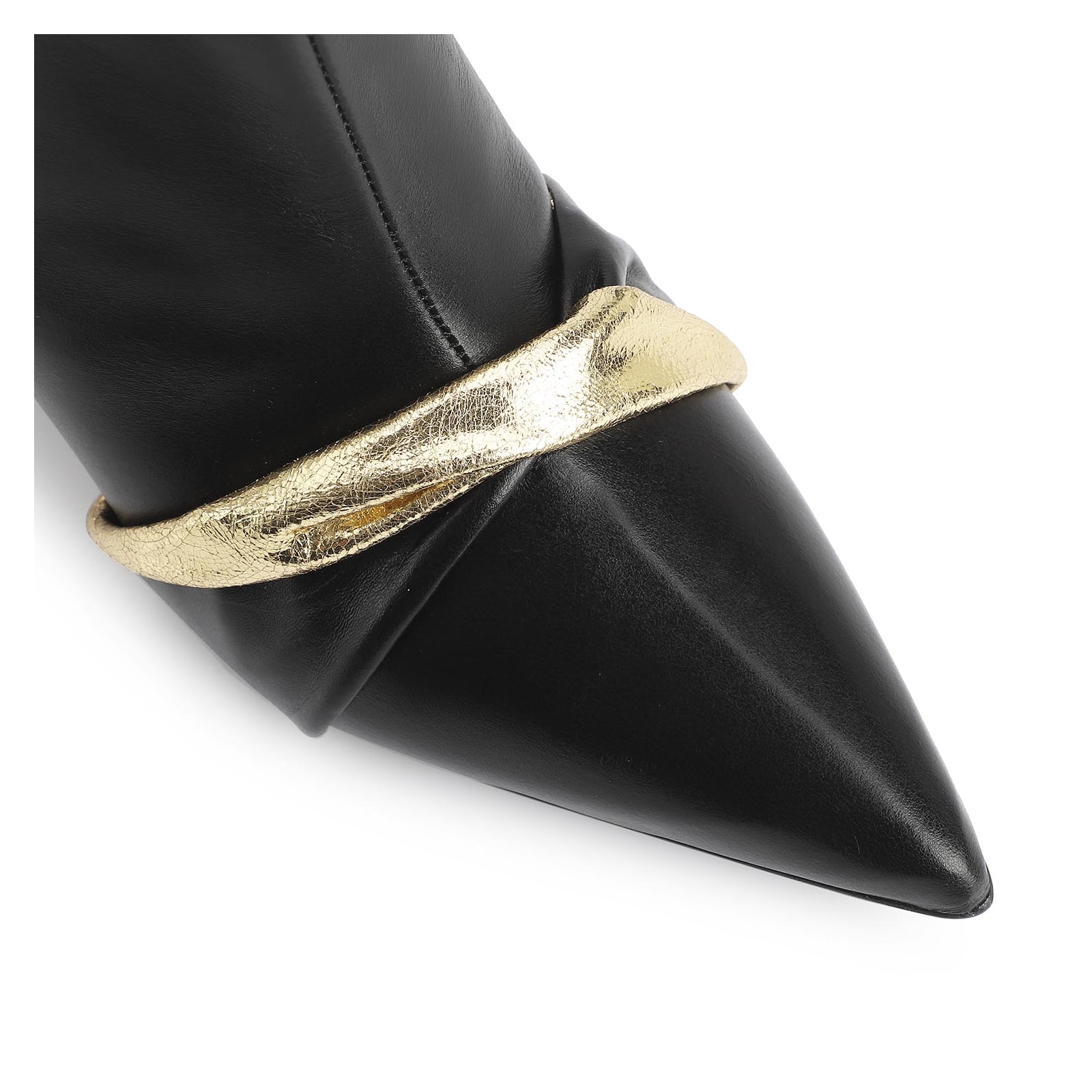 Bota Couro Preto/Dourado