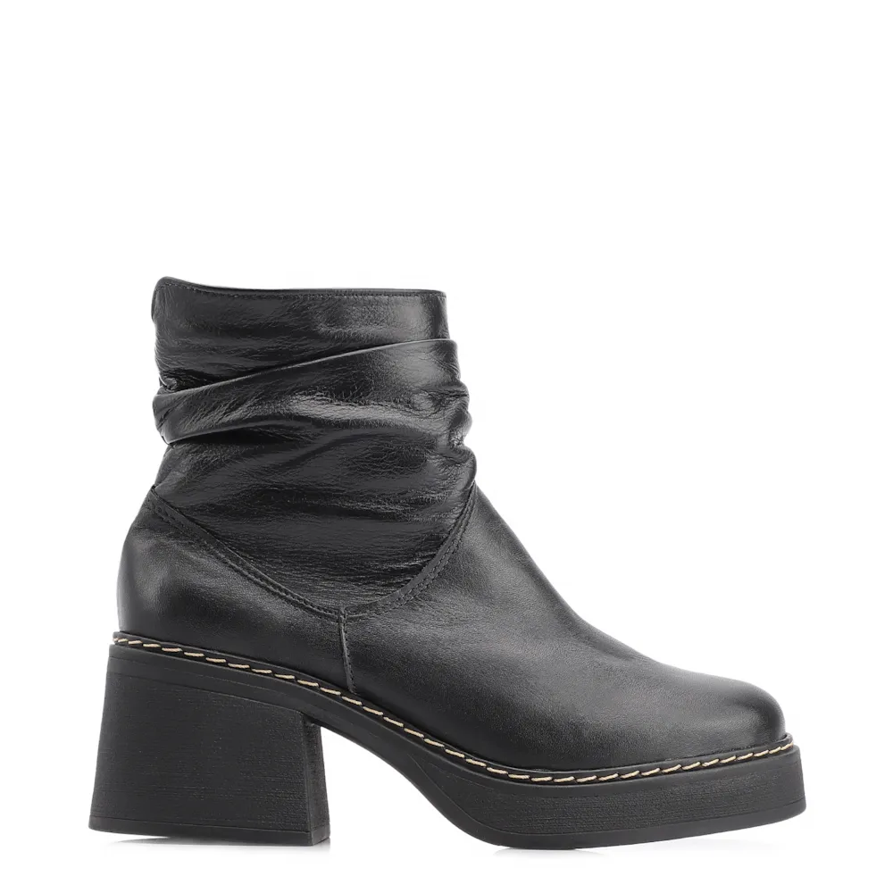 Bota Drapeada Couro Preto - imagem 3