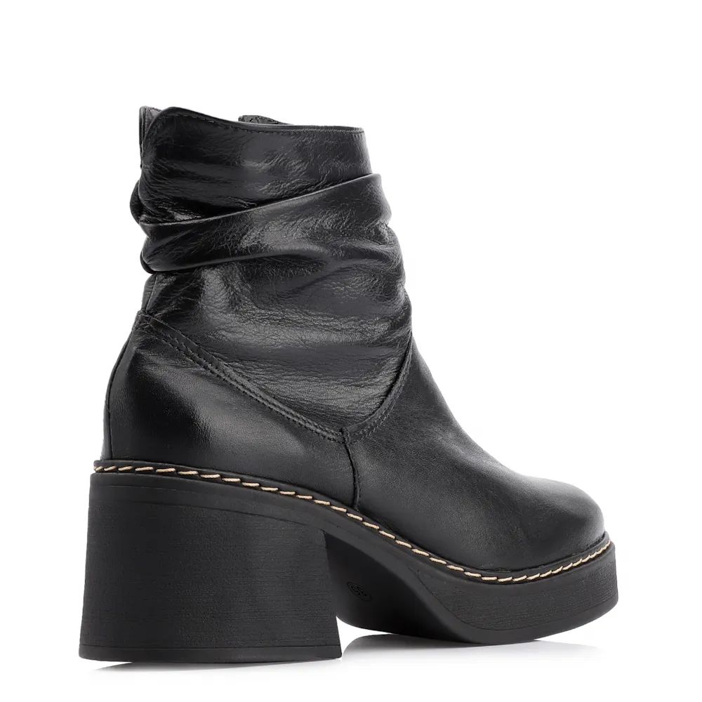 Bota Drapeada Couro Preto - imagem 4