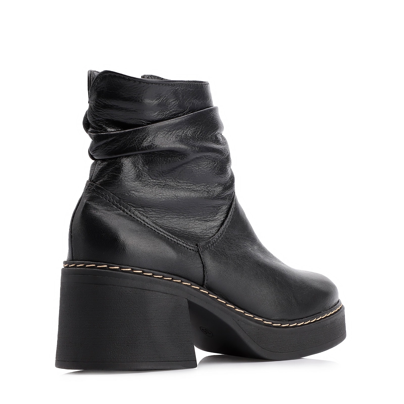 Bota Drapeada Couro Preto