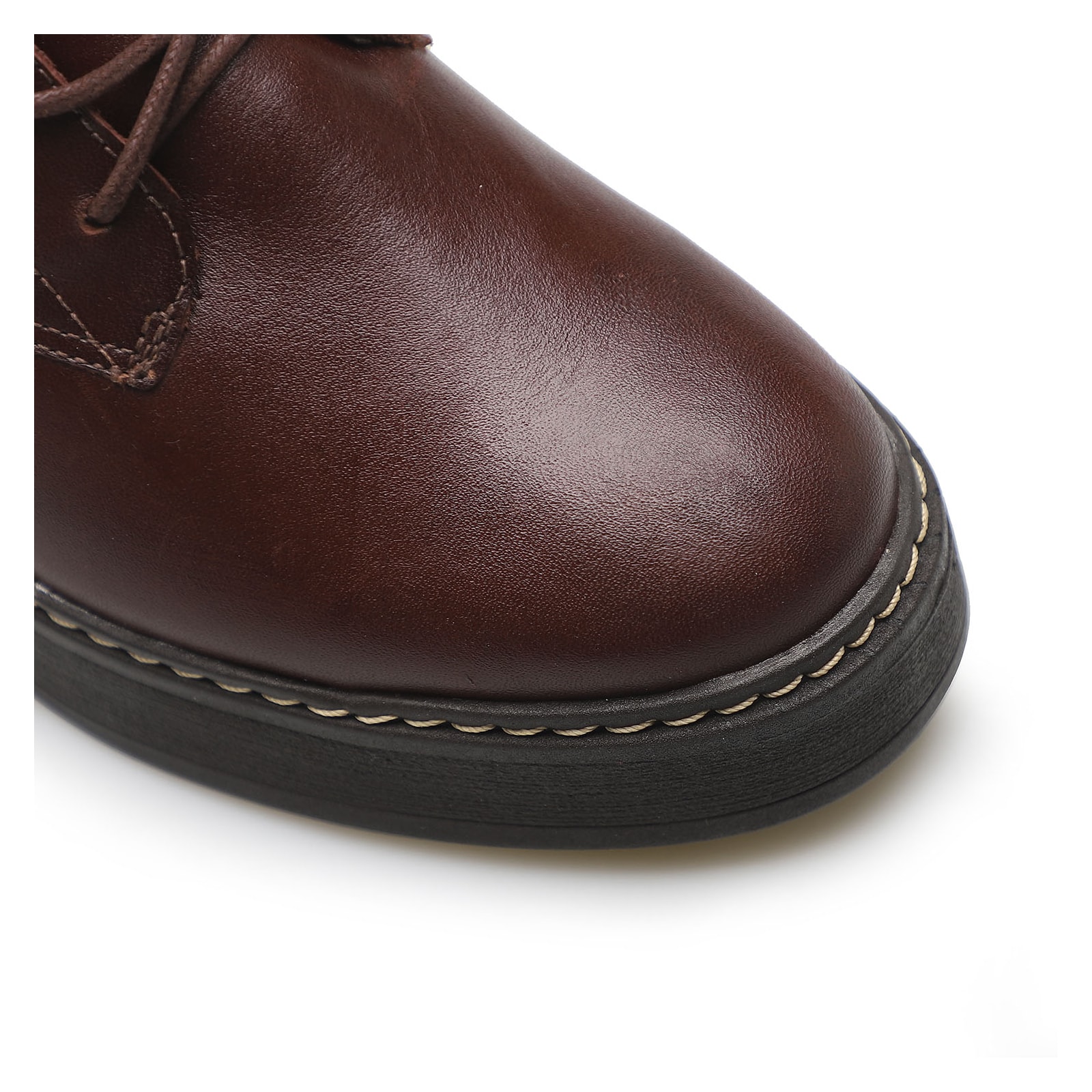 Bota Feminina Coturno Couro Marrom
