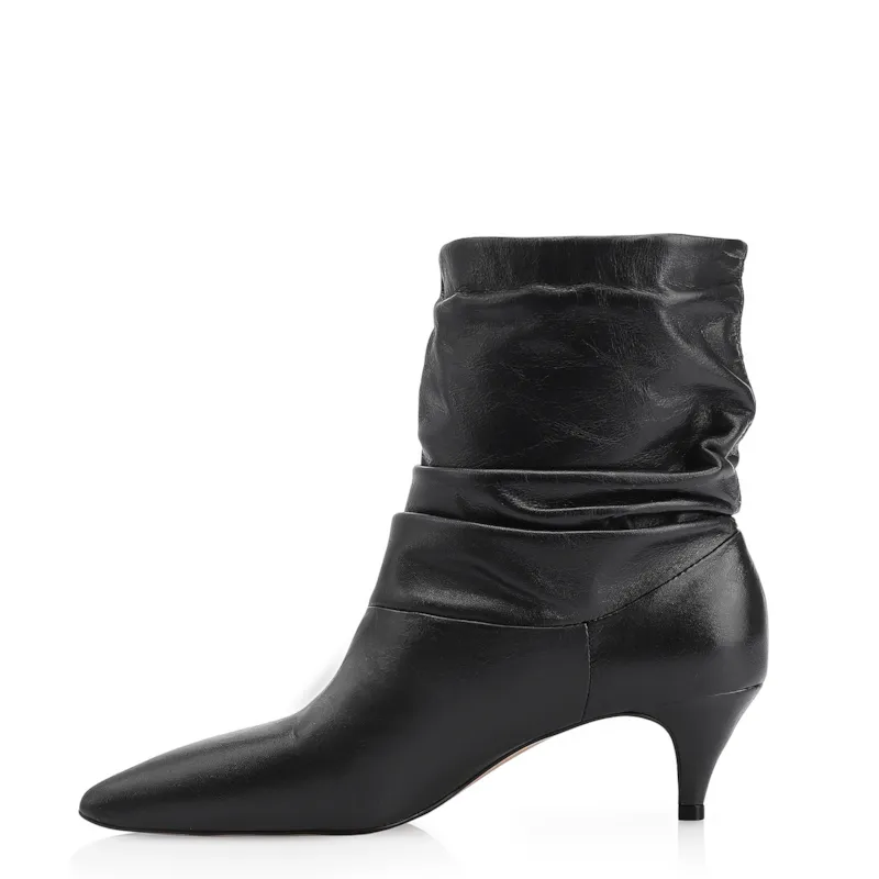 Bota Franzida Couro Preto - foto 5