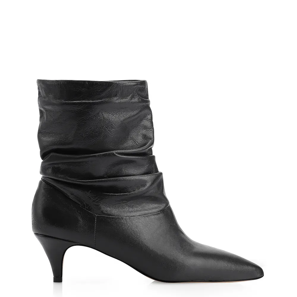 Bota Franzida Couro Preto - imagem 3