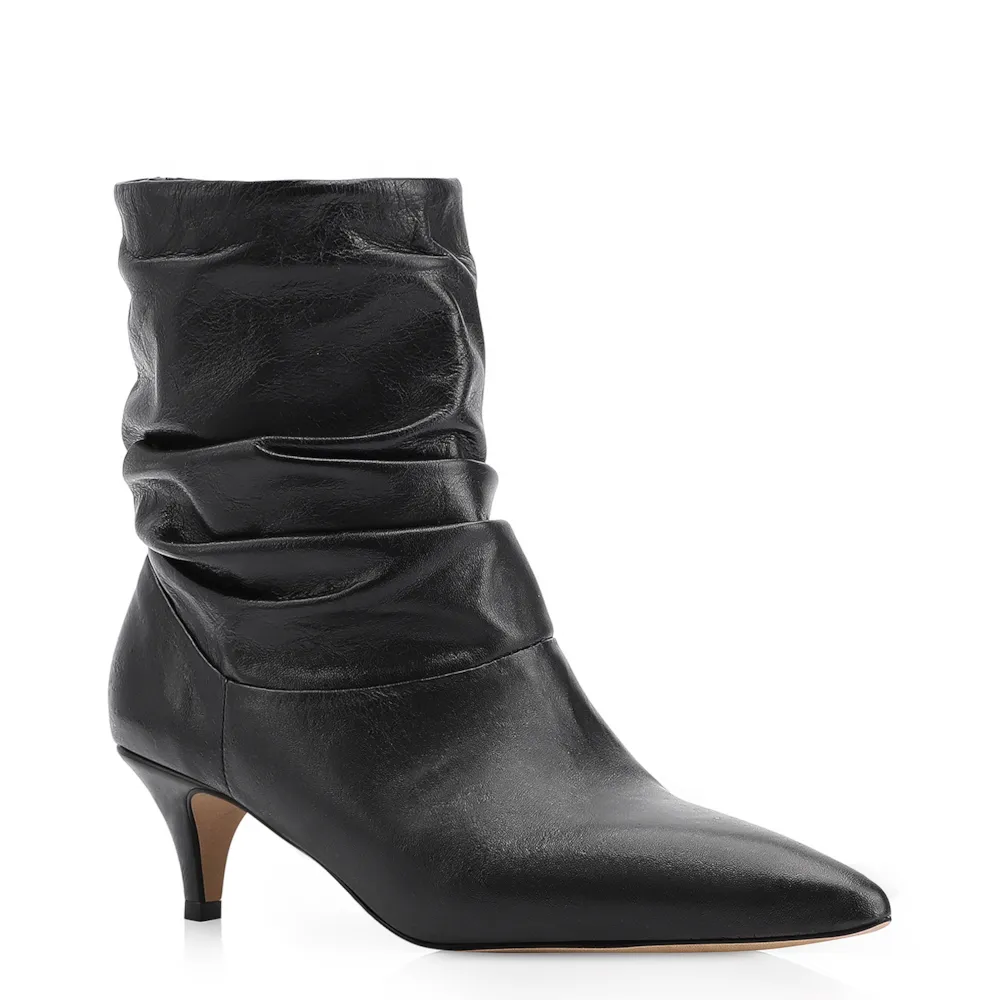 Bota Franzida Couro Preto