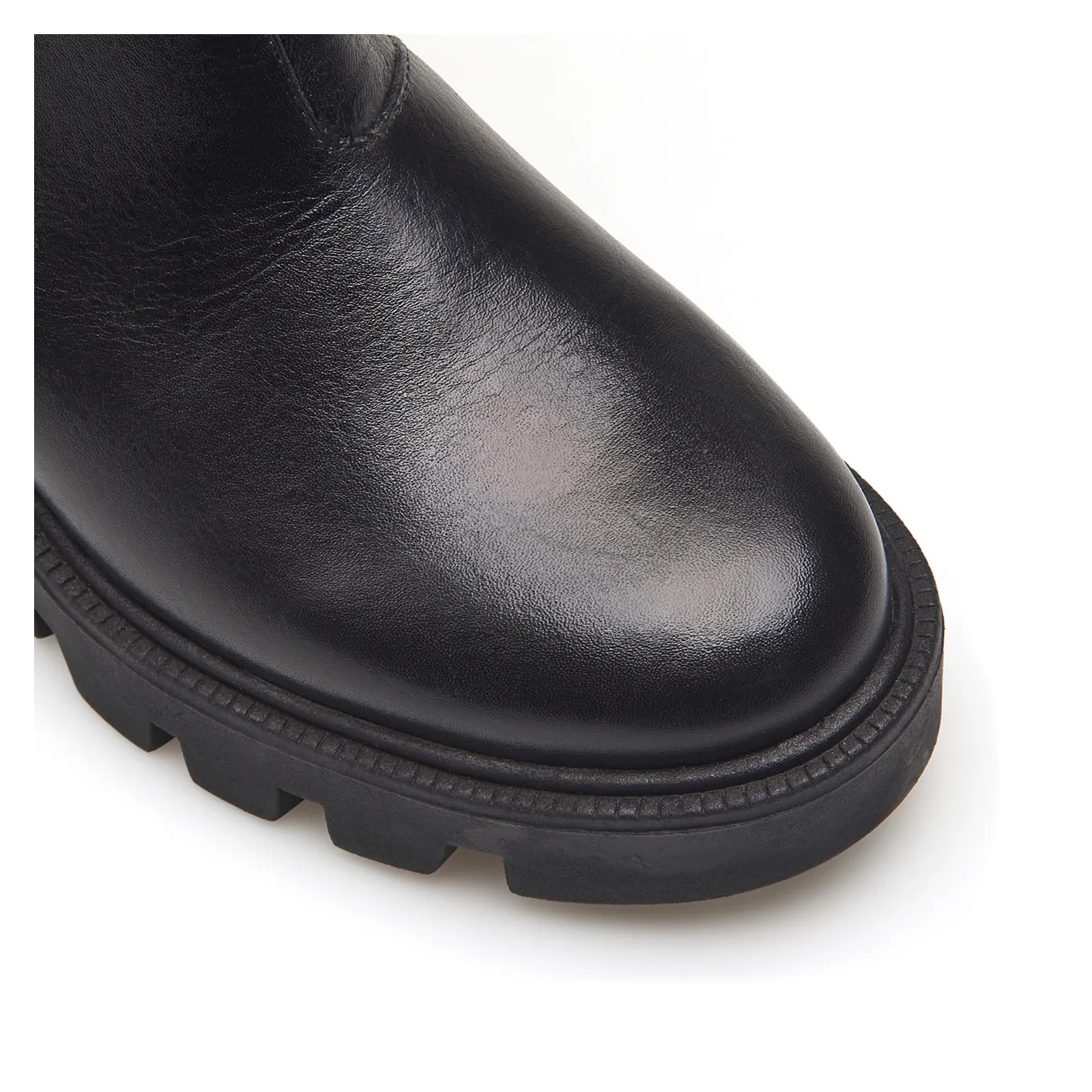 Bota Knitted Couro Preto