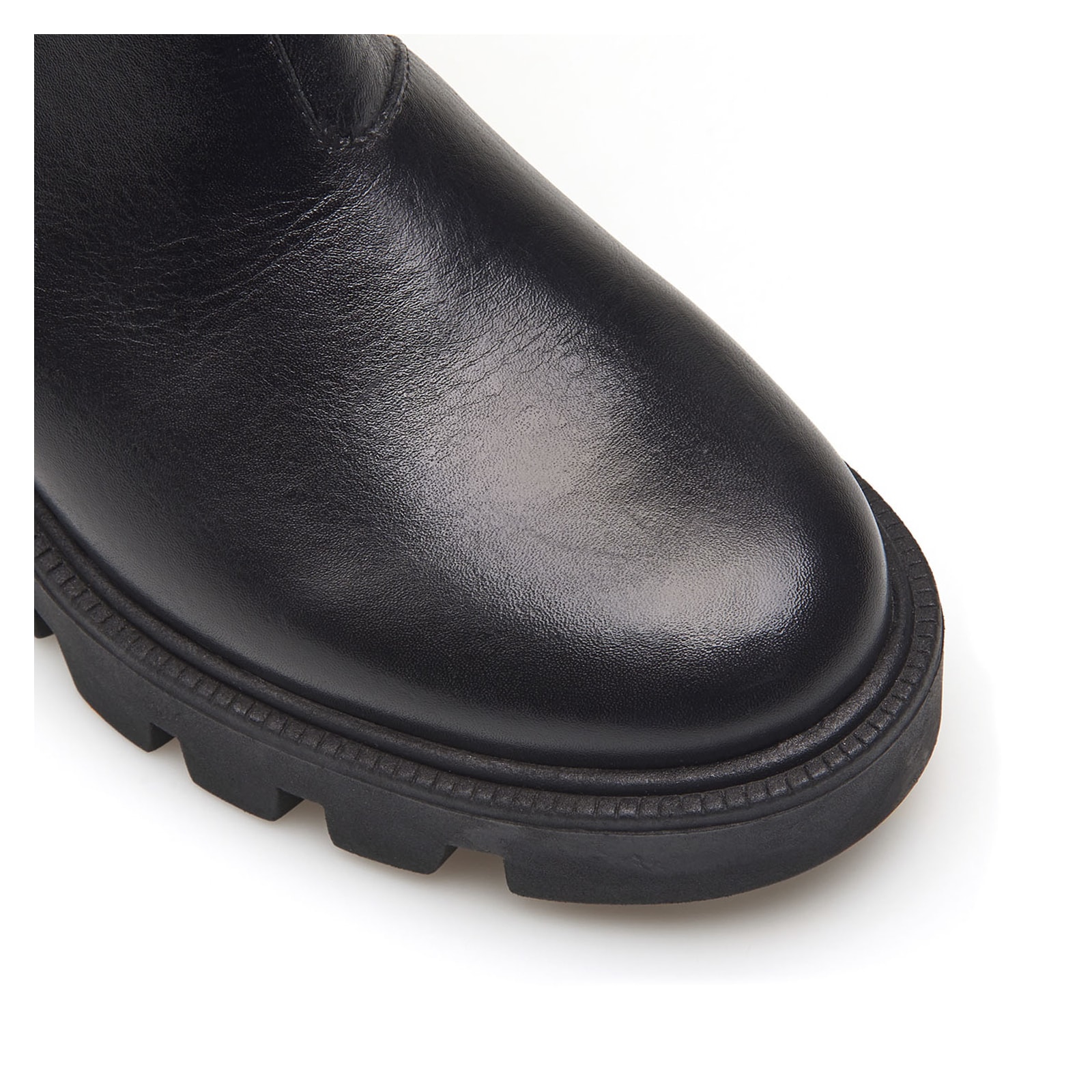 Bota Knitted Couro Preto