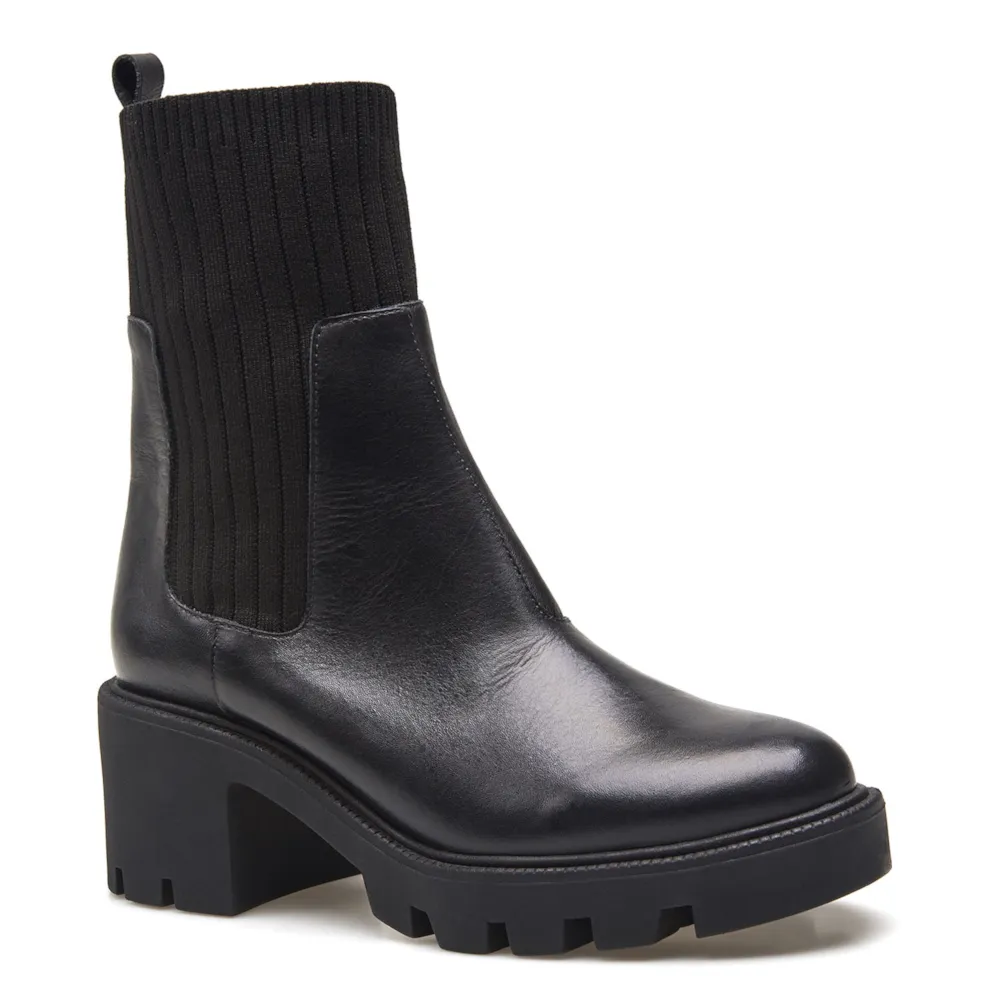 Bota Knitted Couro Preto