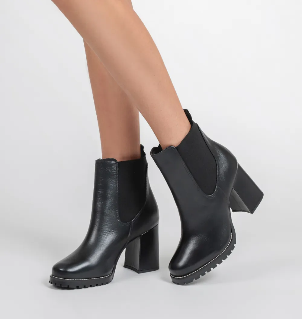 Bota Knitted Couro Preto - imagem 2