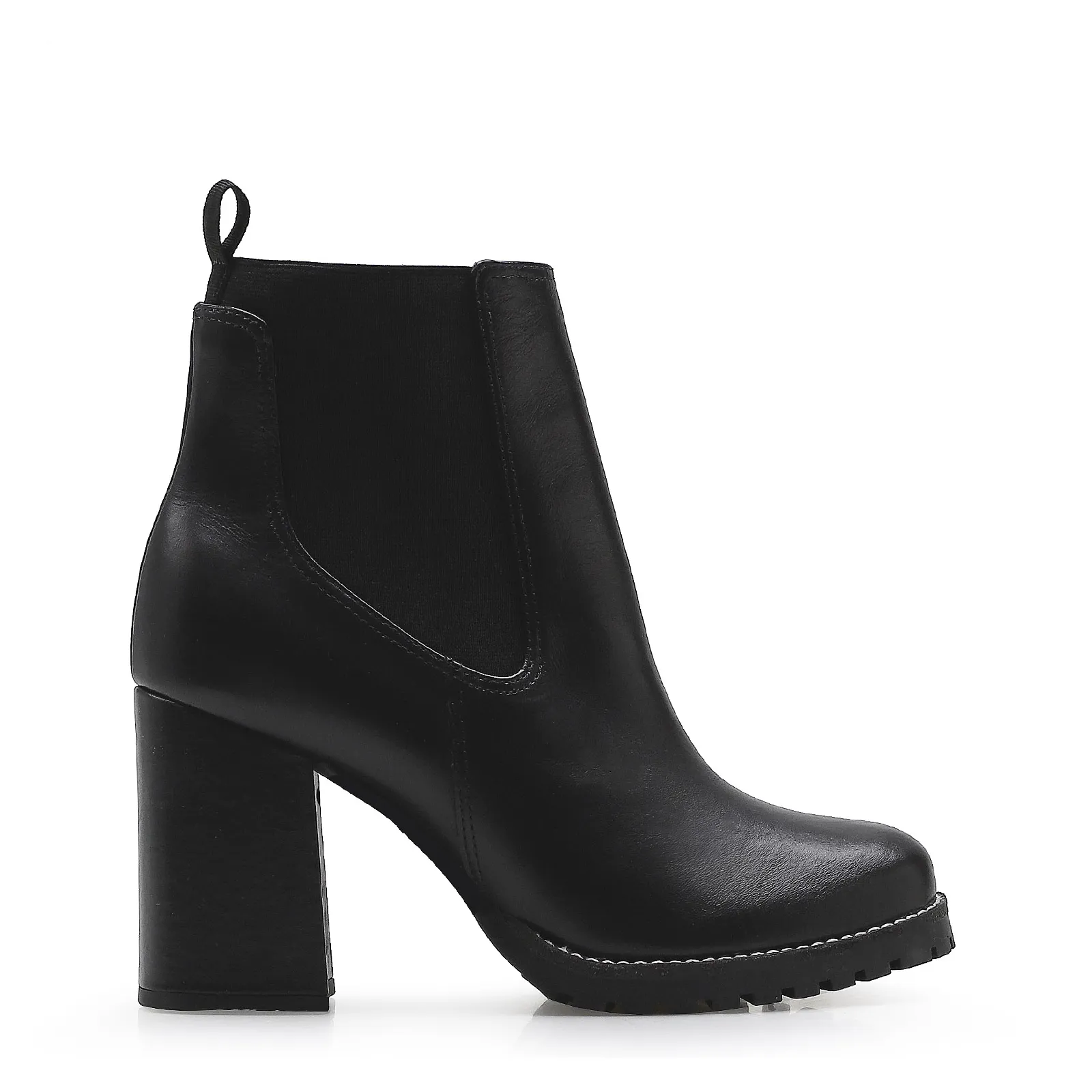 Bota Knitted Couro Preto