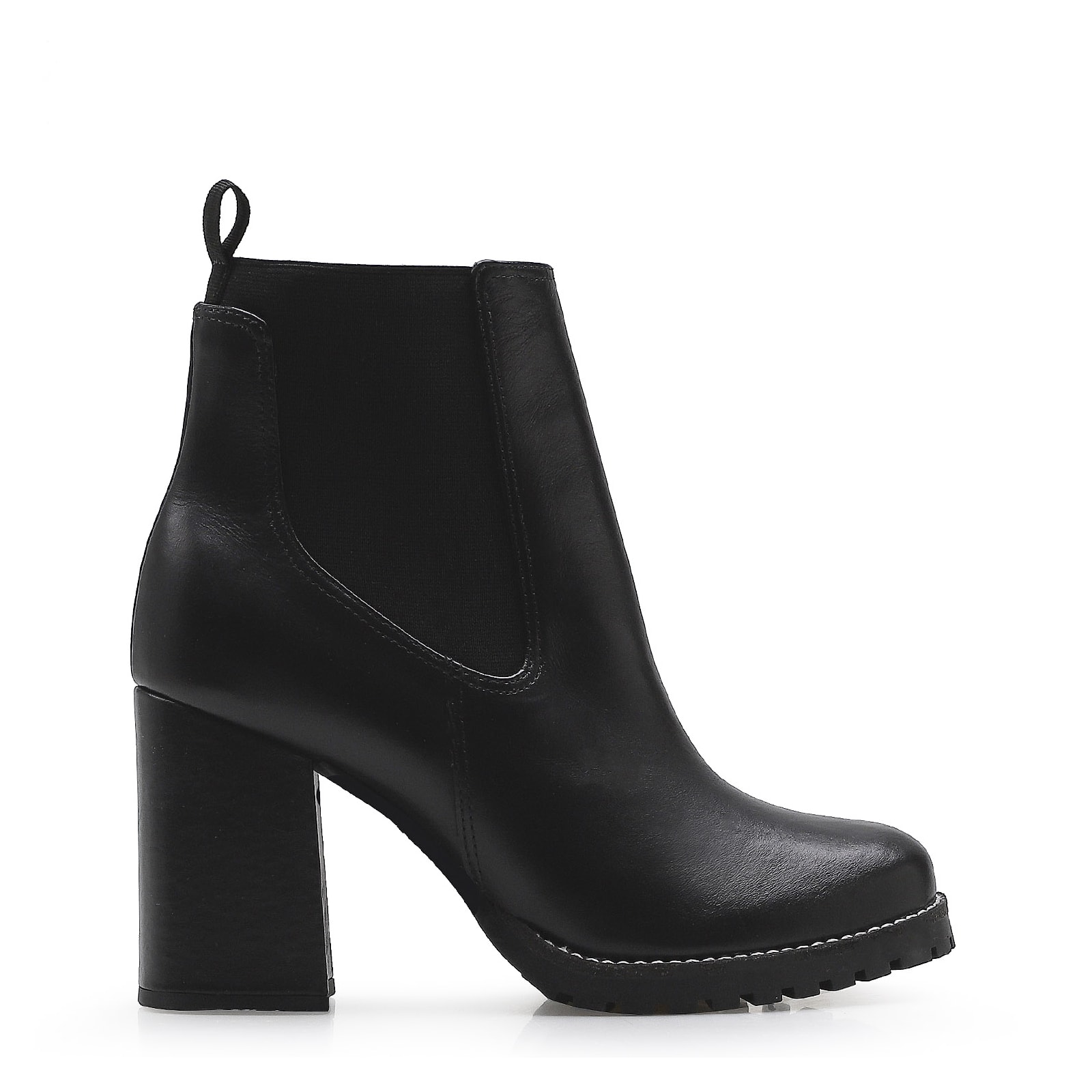 Bota Knitted Couro Preto