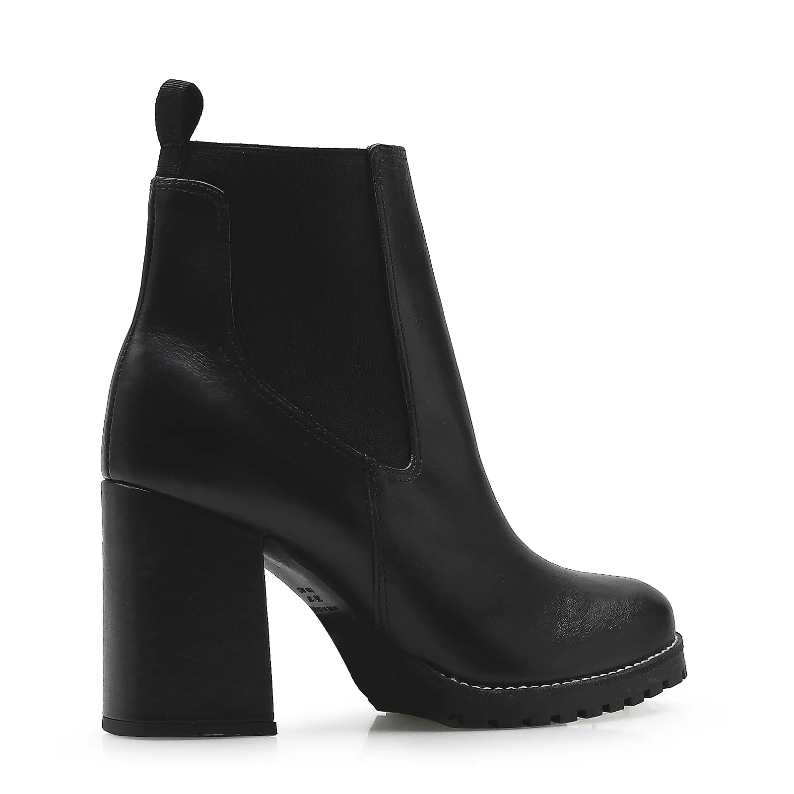 Bota Knitted Couro Preto