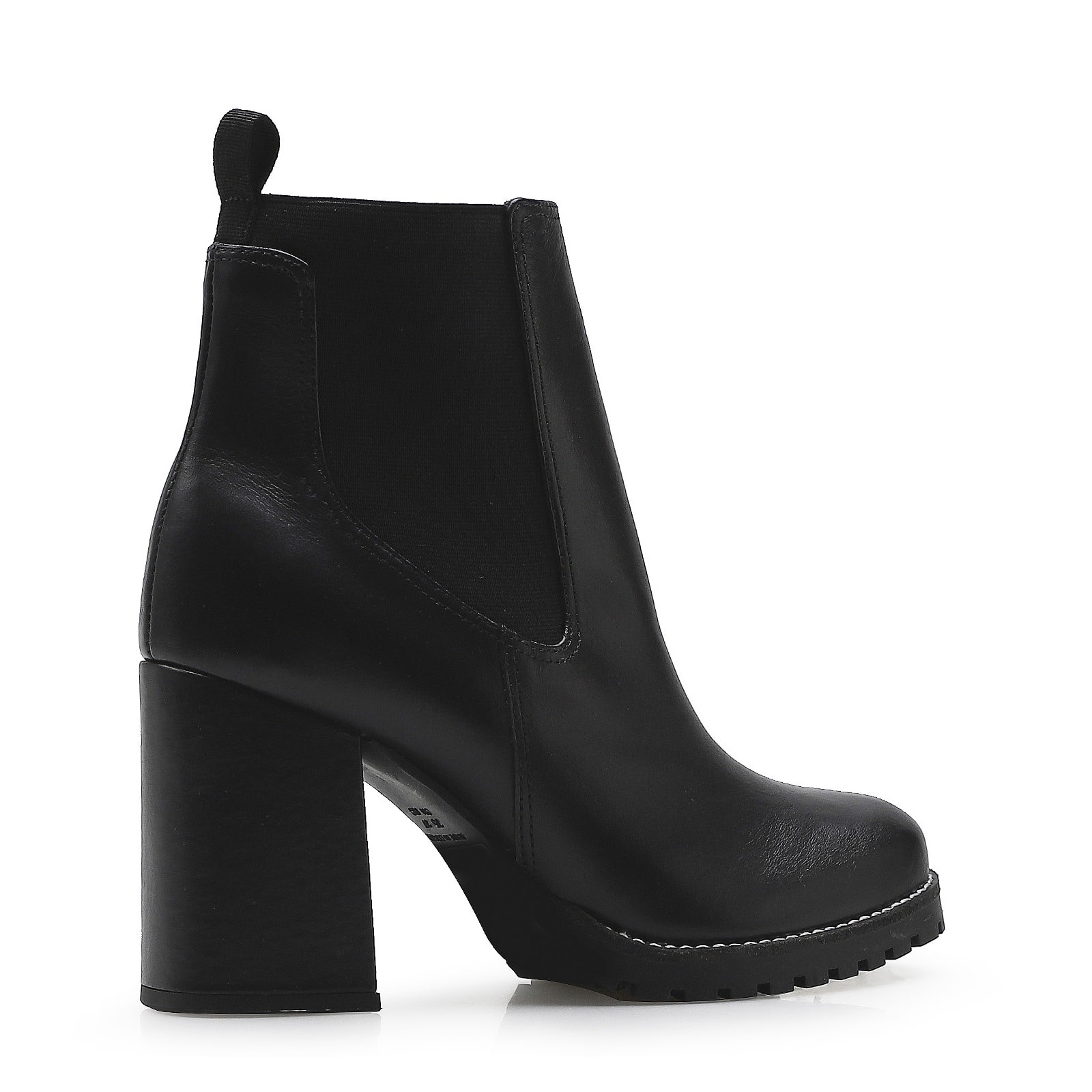 Bota Knitted Couro Preto