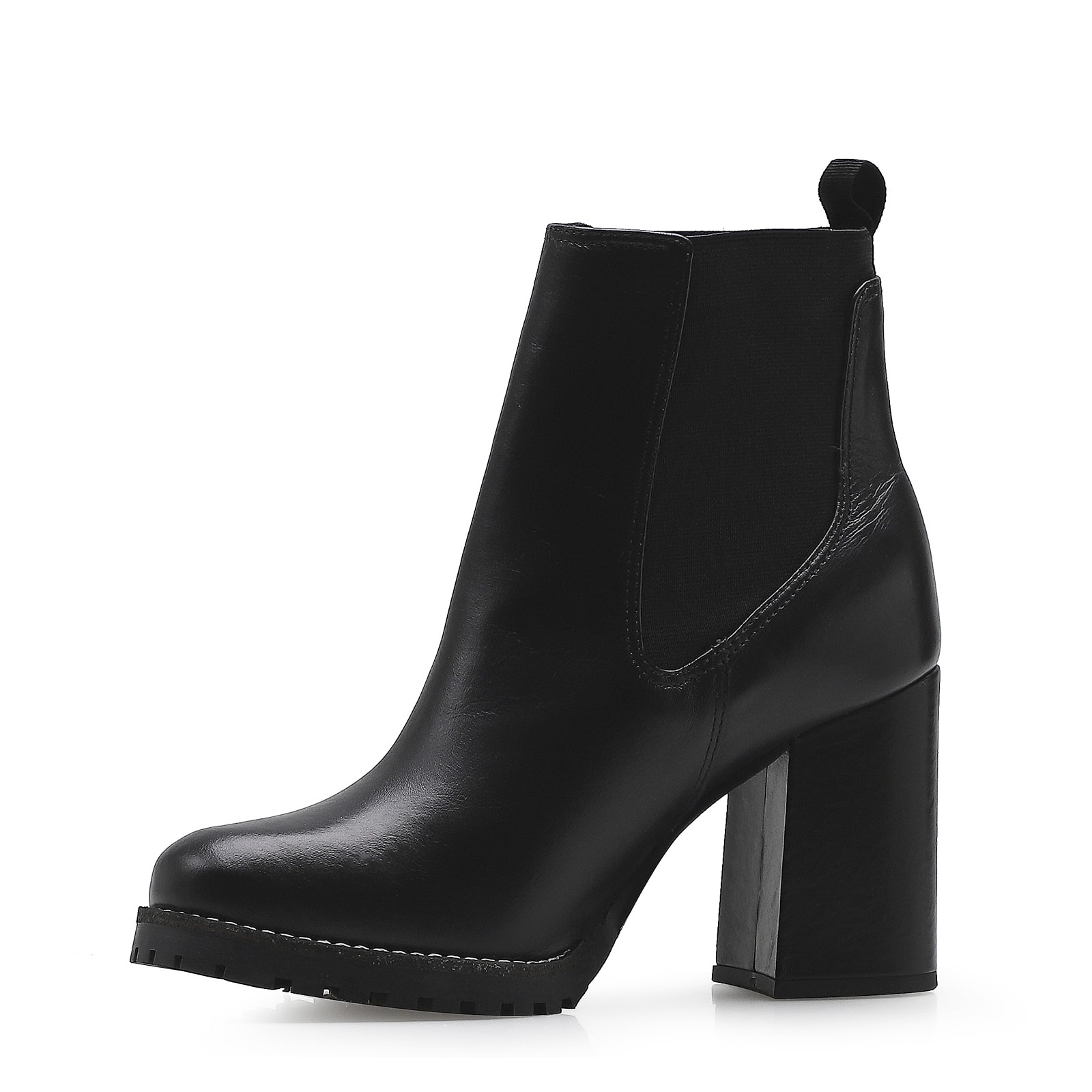 Bota Knitted Couro Preto