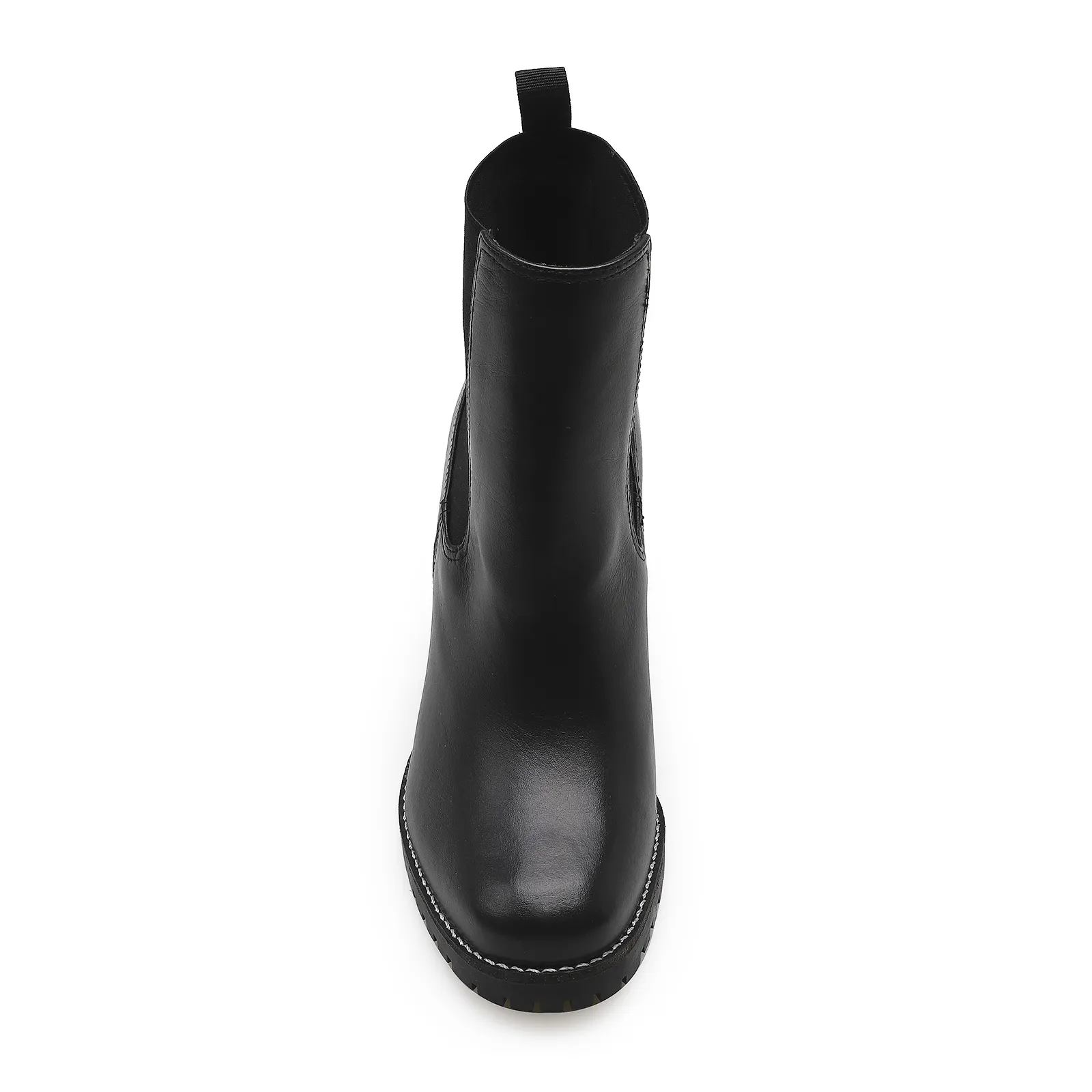 Bota Knitted Couro Preto