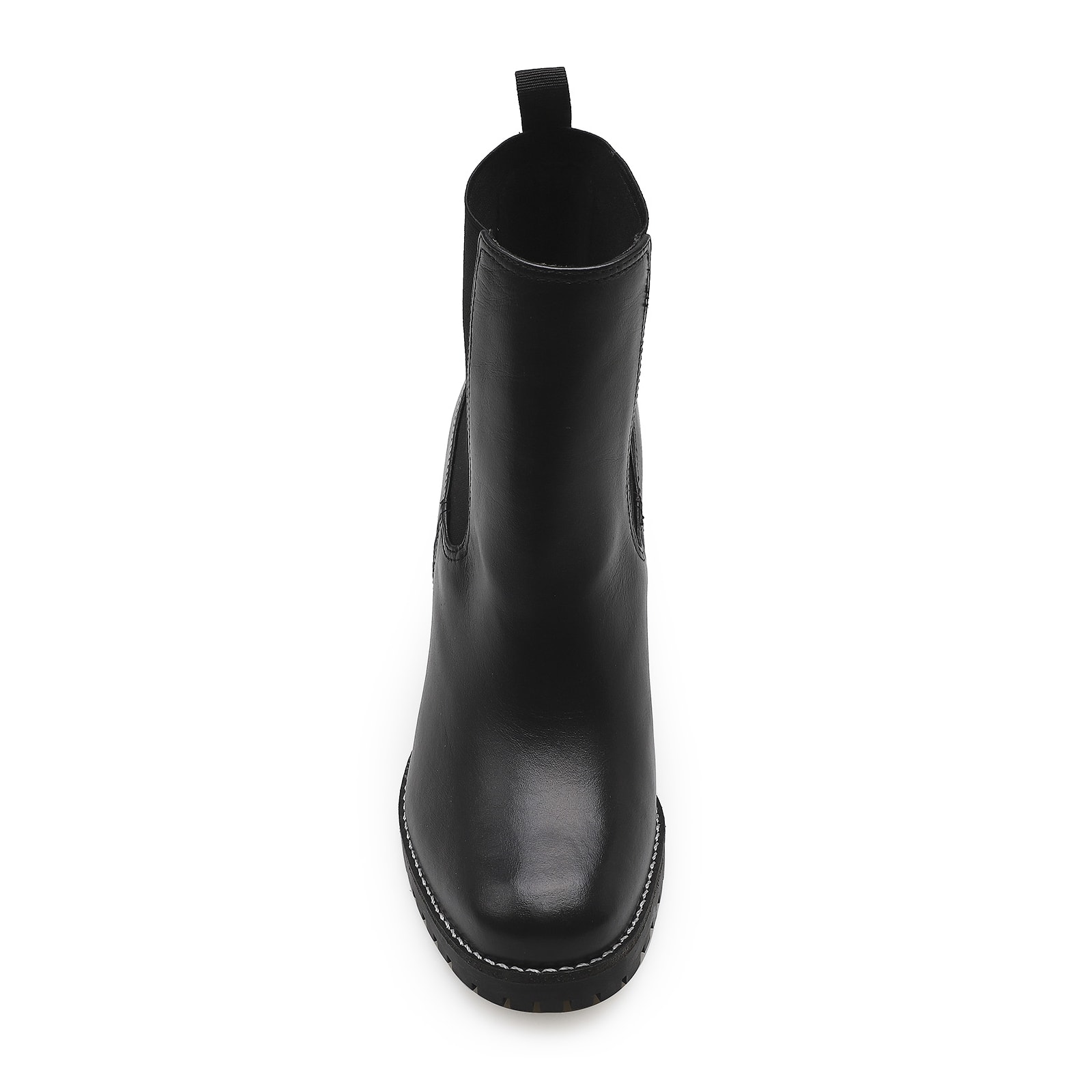 Bota Knitted Couro Preto