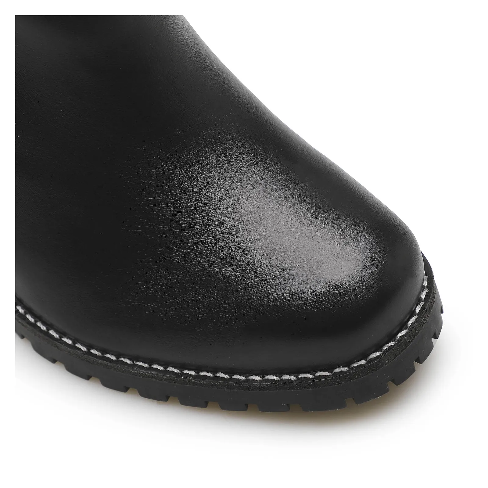 Bota Knitted Couro Preto