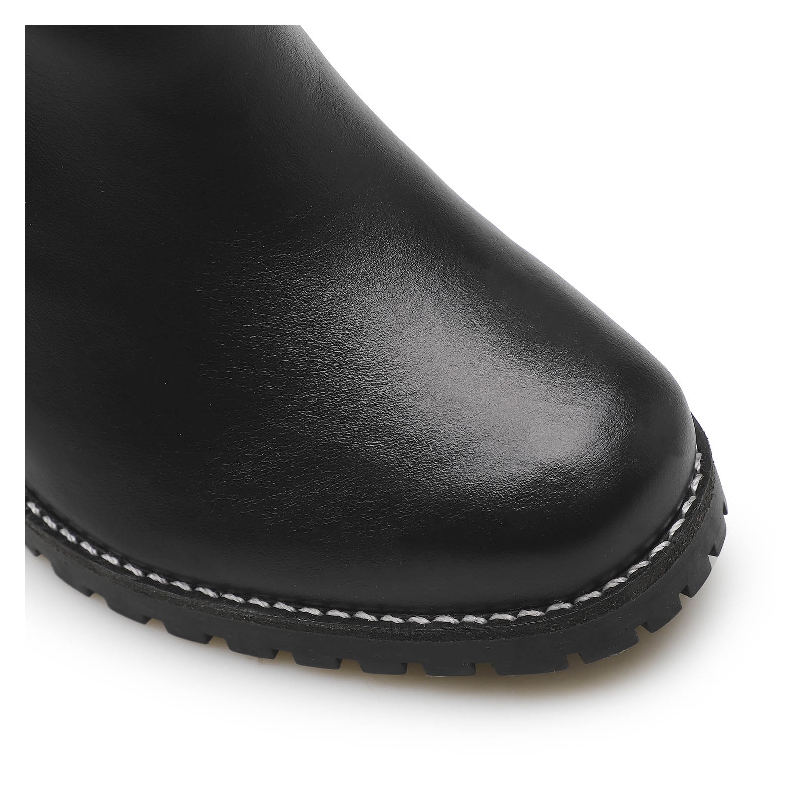 Bota Knitted Couro Preto